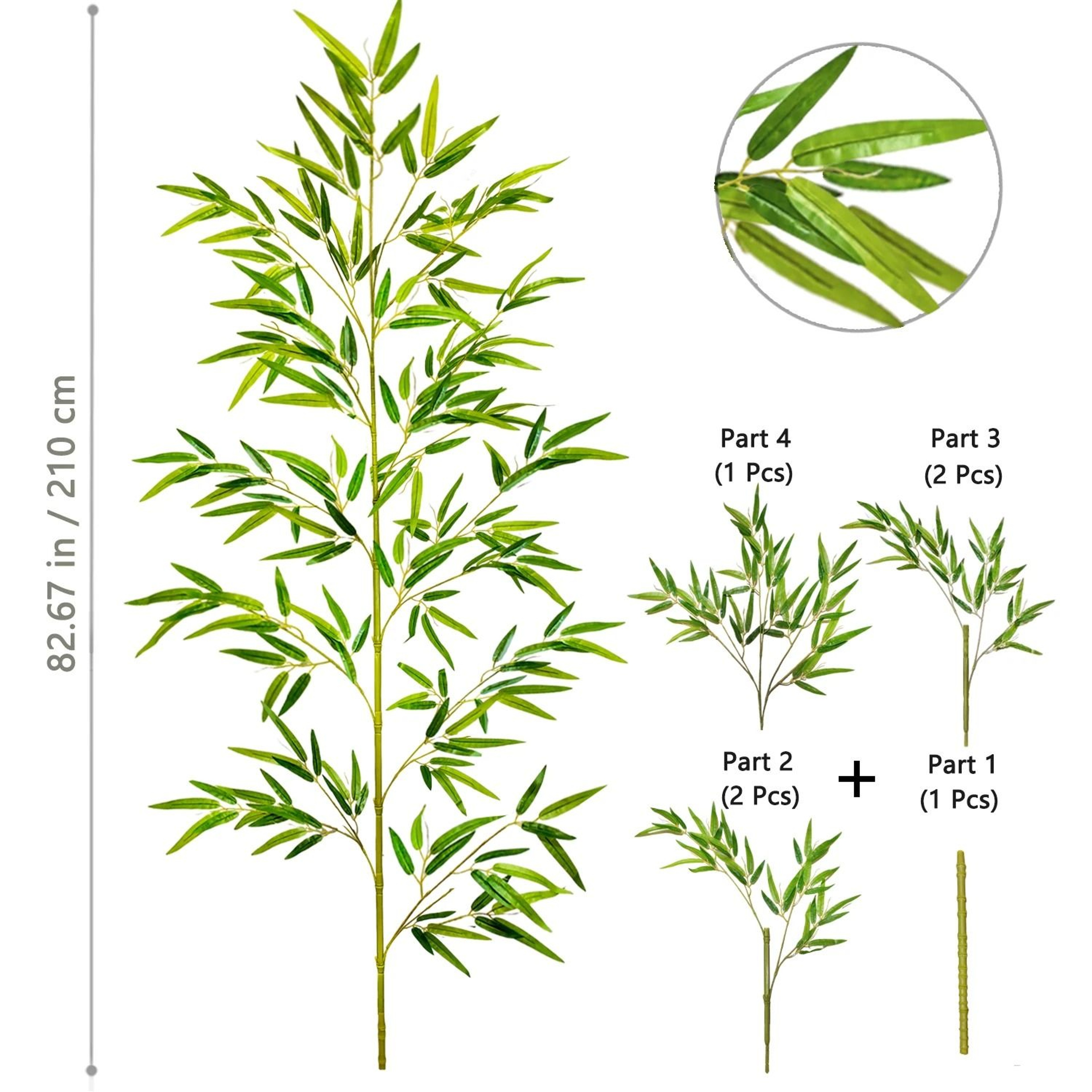 Artificial Bamboo Leaves Tall Fake Bamboo Plant Realistic Indoor Office Greenery Decor 15