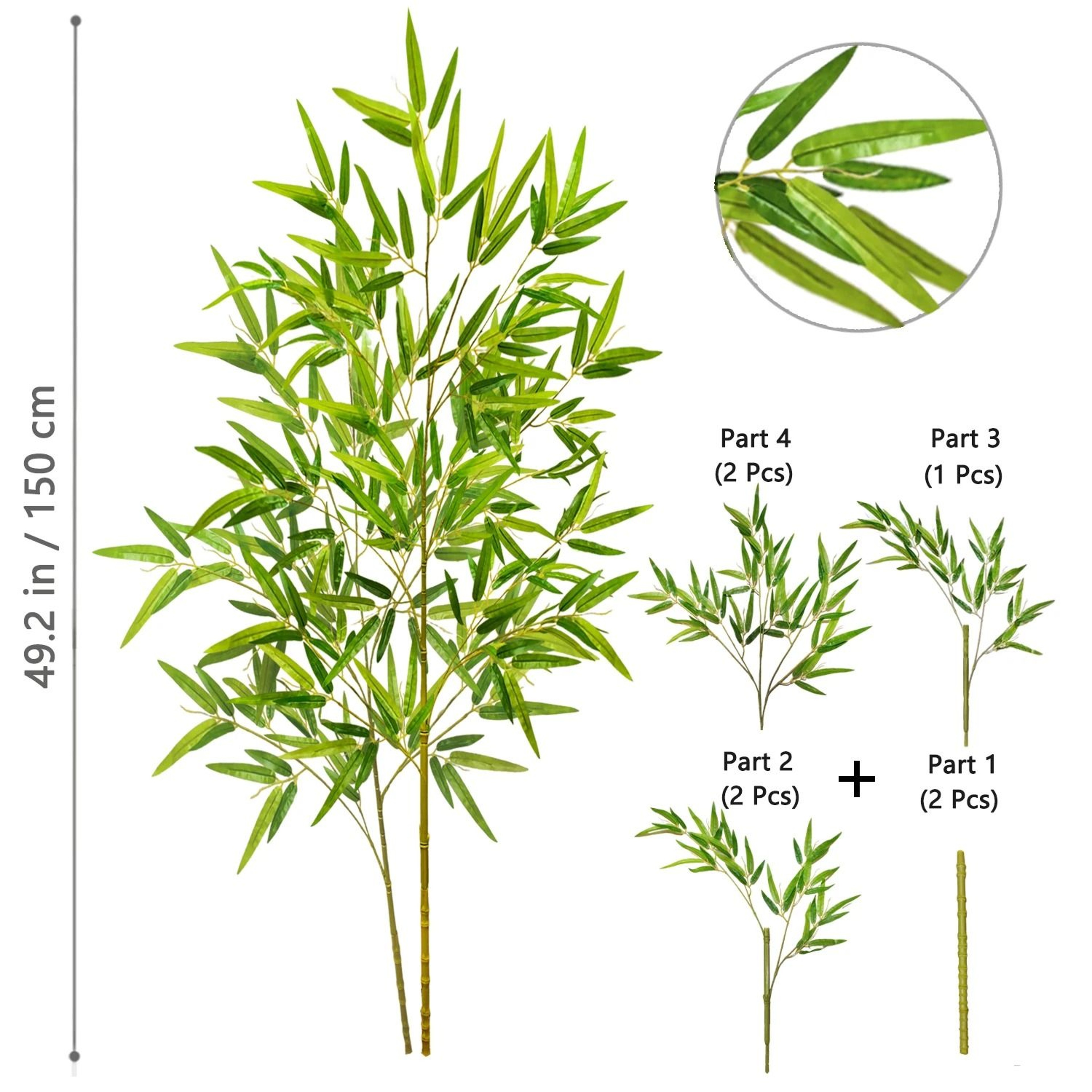 Artificial Bamboo Leaves Tall Fake Bamboo Plant Realistic Indoor Office Greenery Decor 25