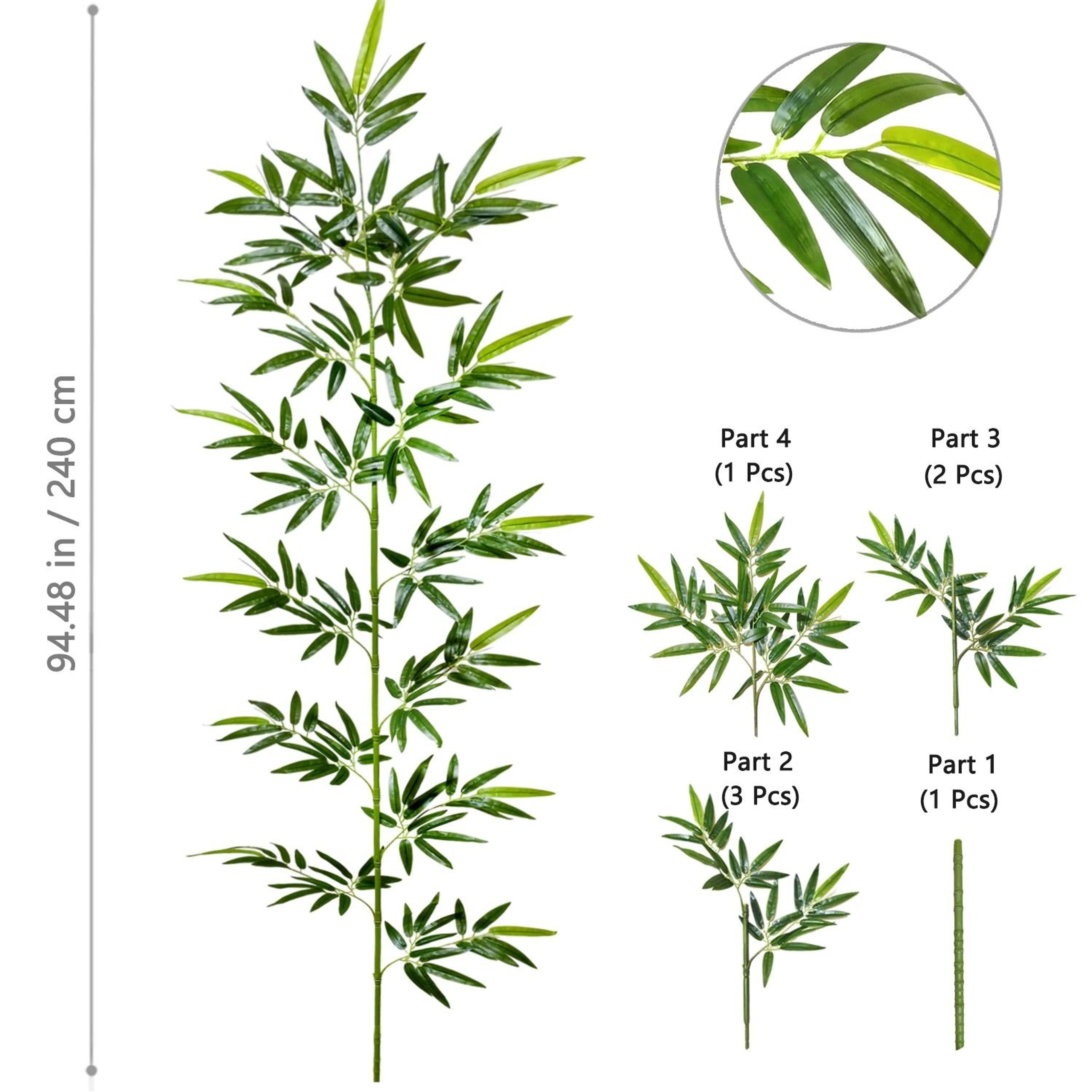 Artificial Bamboo Leaves Tall Fake Bamboo Plant Realistic Indoor Office Greenery Decor 28