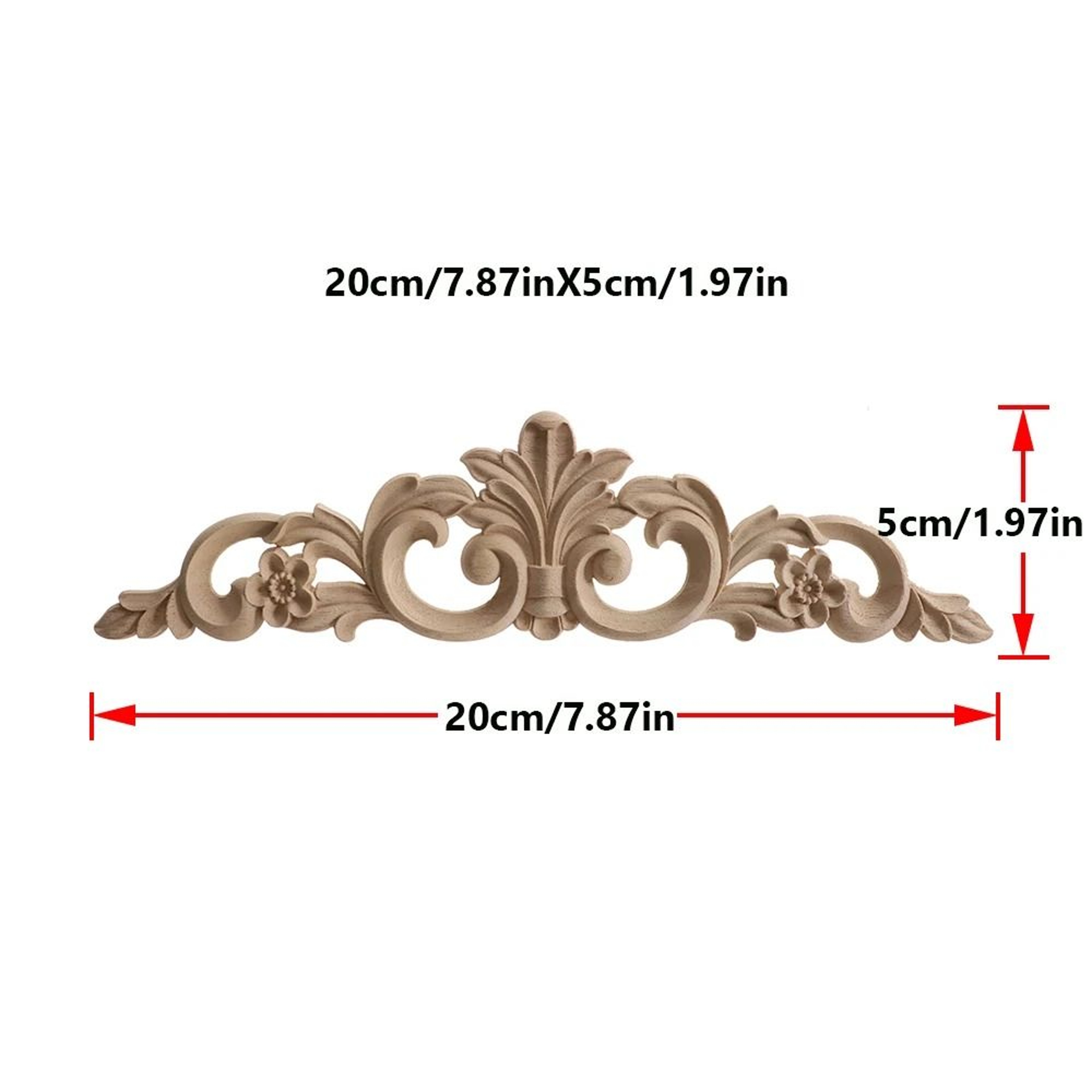 2 Piece Carved Wooden Rose Applique Furniture Decorative Trim Set 22