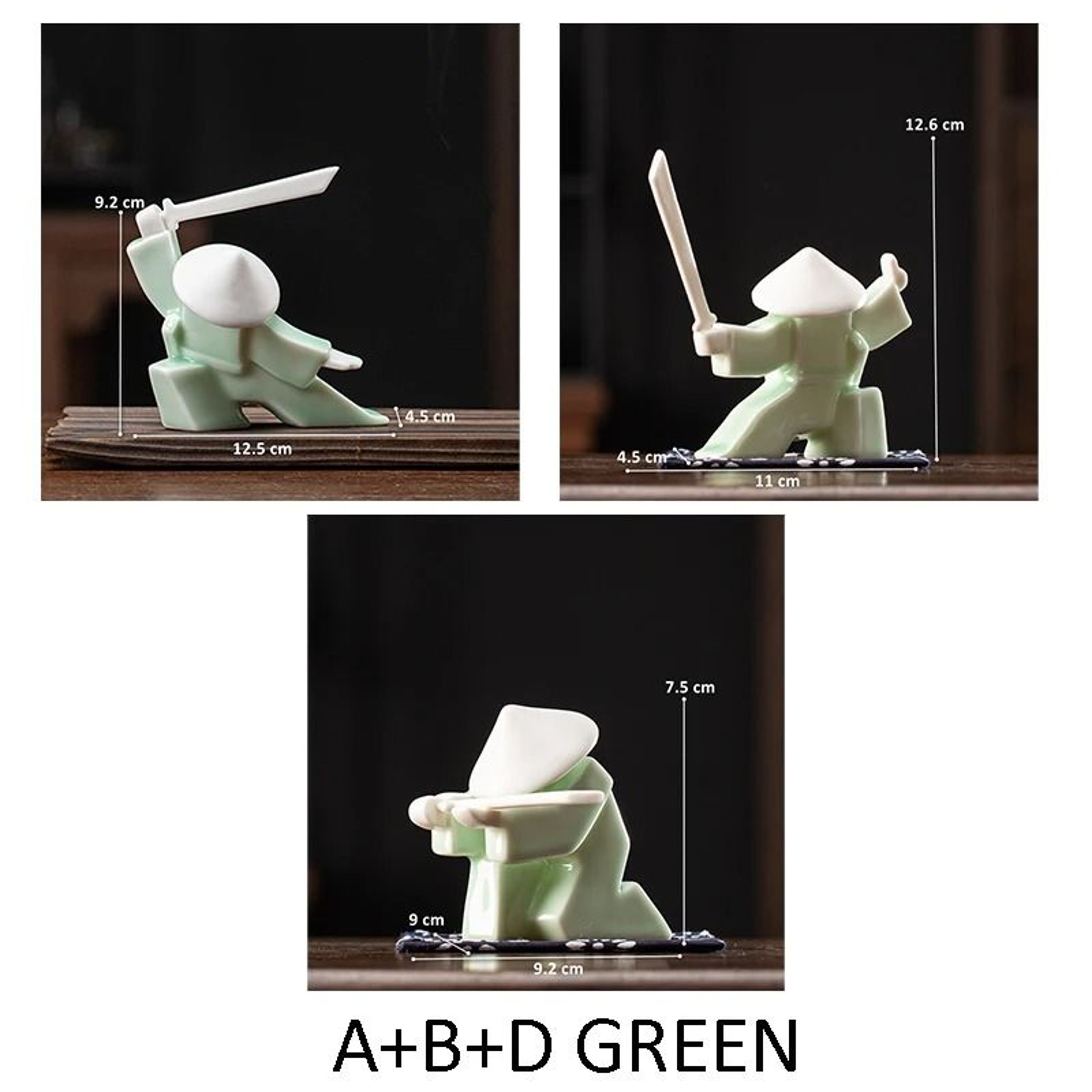 White Ceramic Samurai Figurine Geometric Oriental Warrior Decor 17