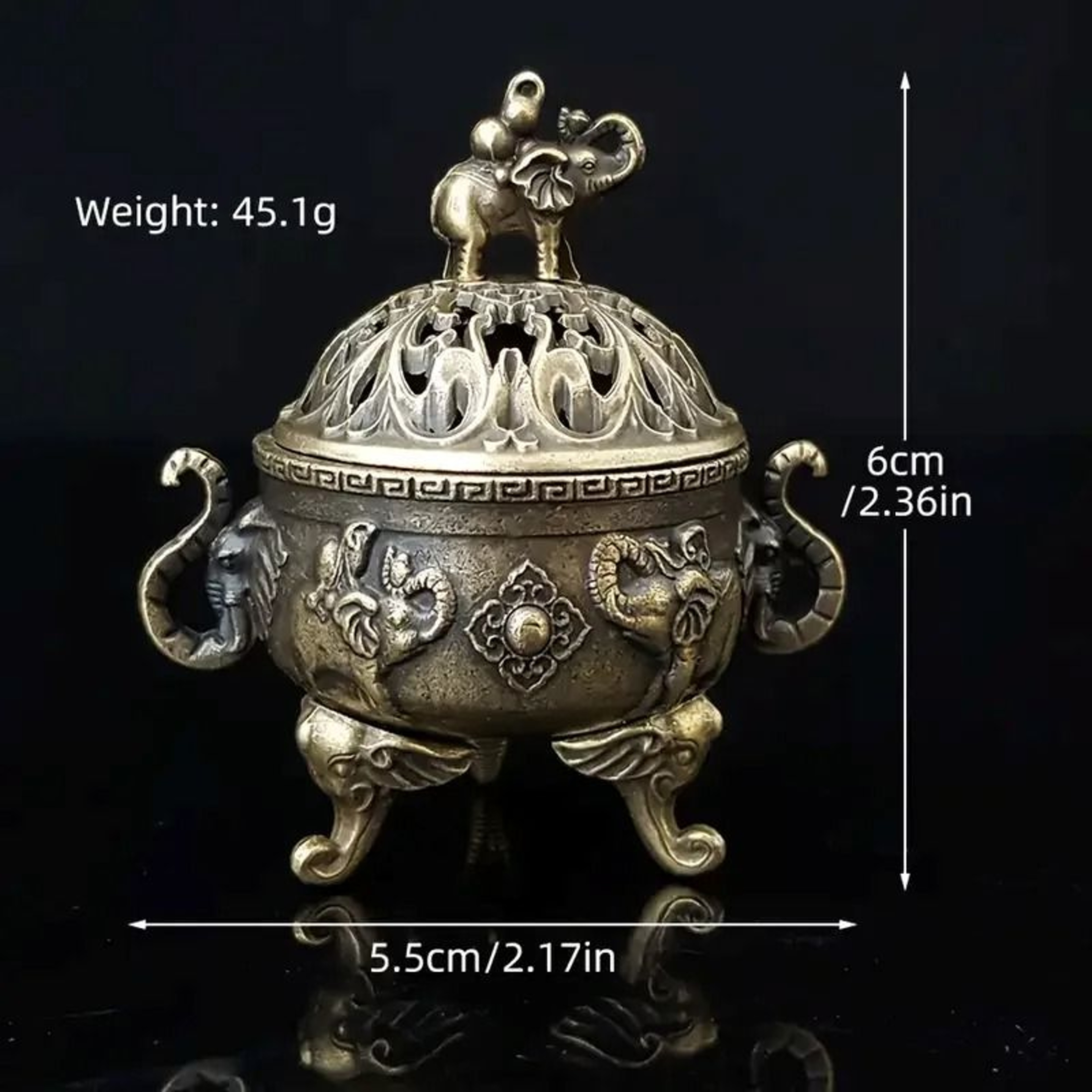 Elephant Incense Burner Metal Aromatherapy Meditation Decor 6