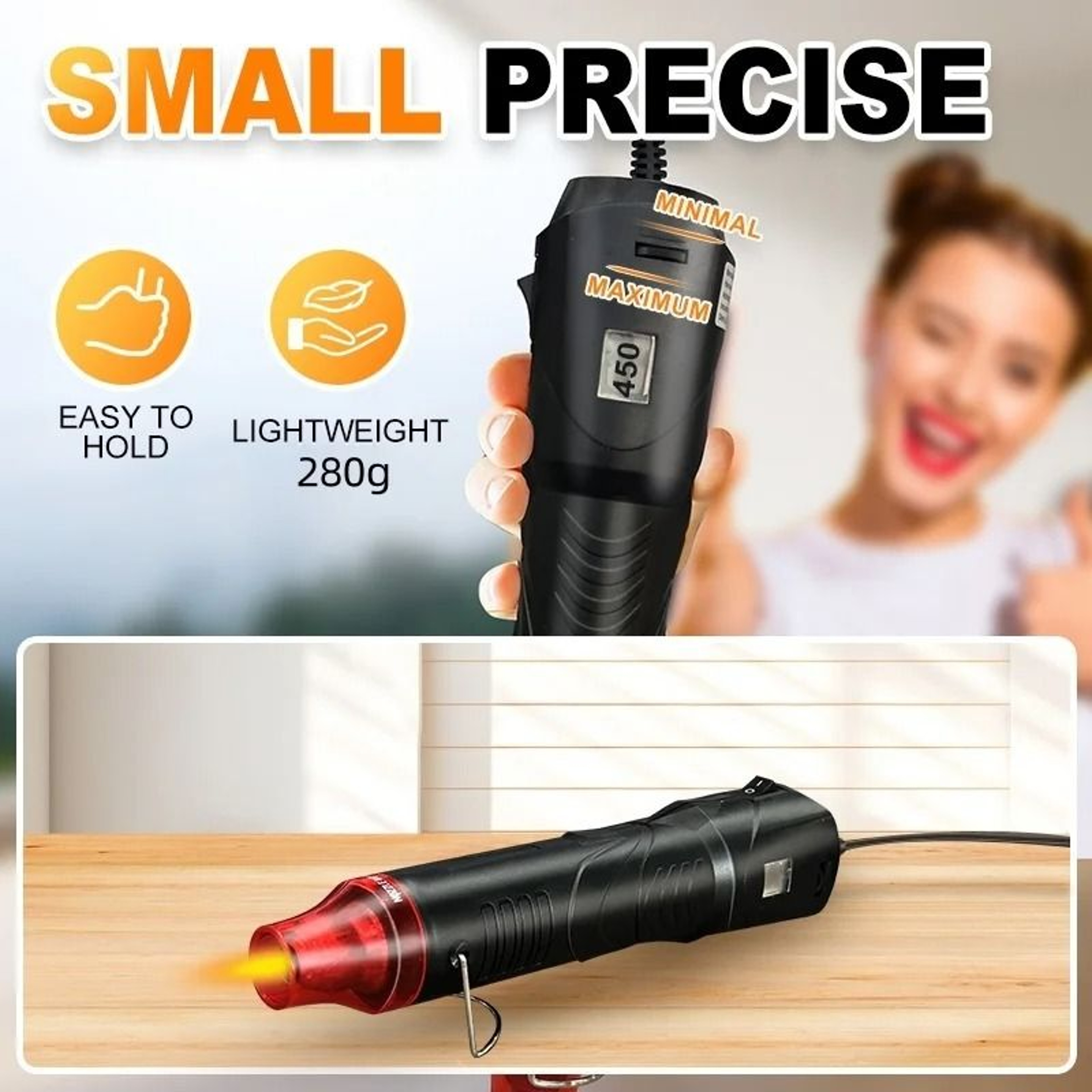 HeatPro 300W Mini Heat Gun Handheld Hot Air Tool For DIY Crafts 4