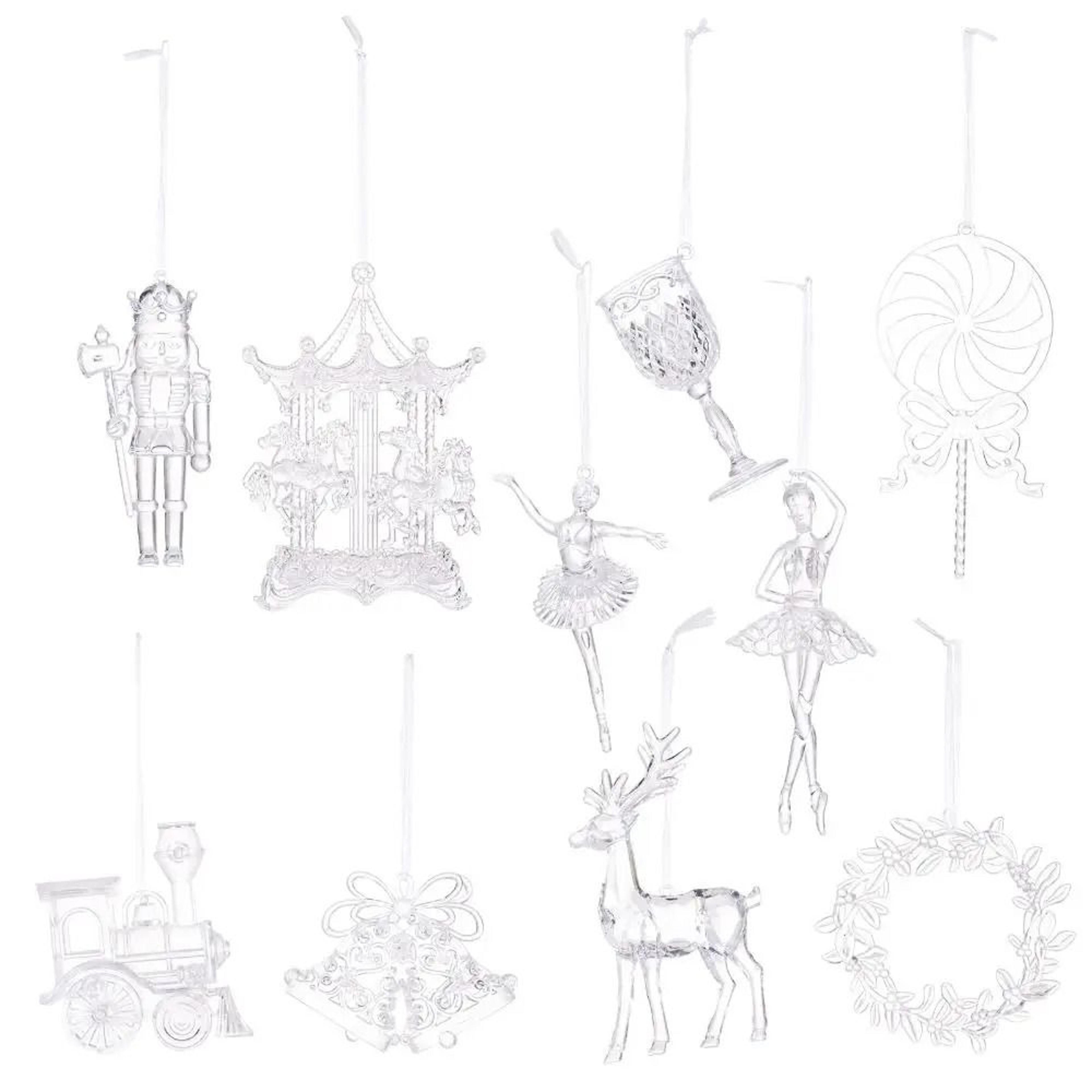 Clear Acrylic Christmas Ornaments Angel Hanging Transparent Tree Decorations 14
