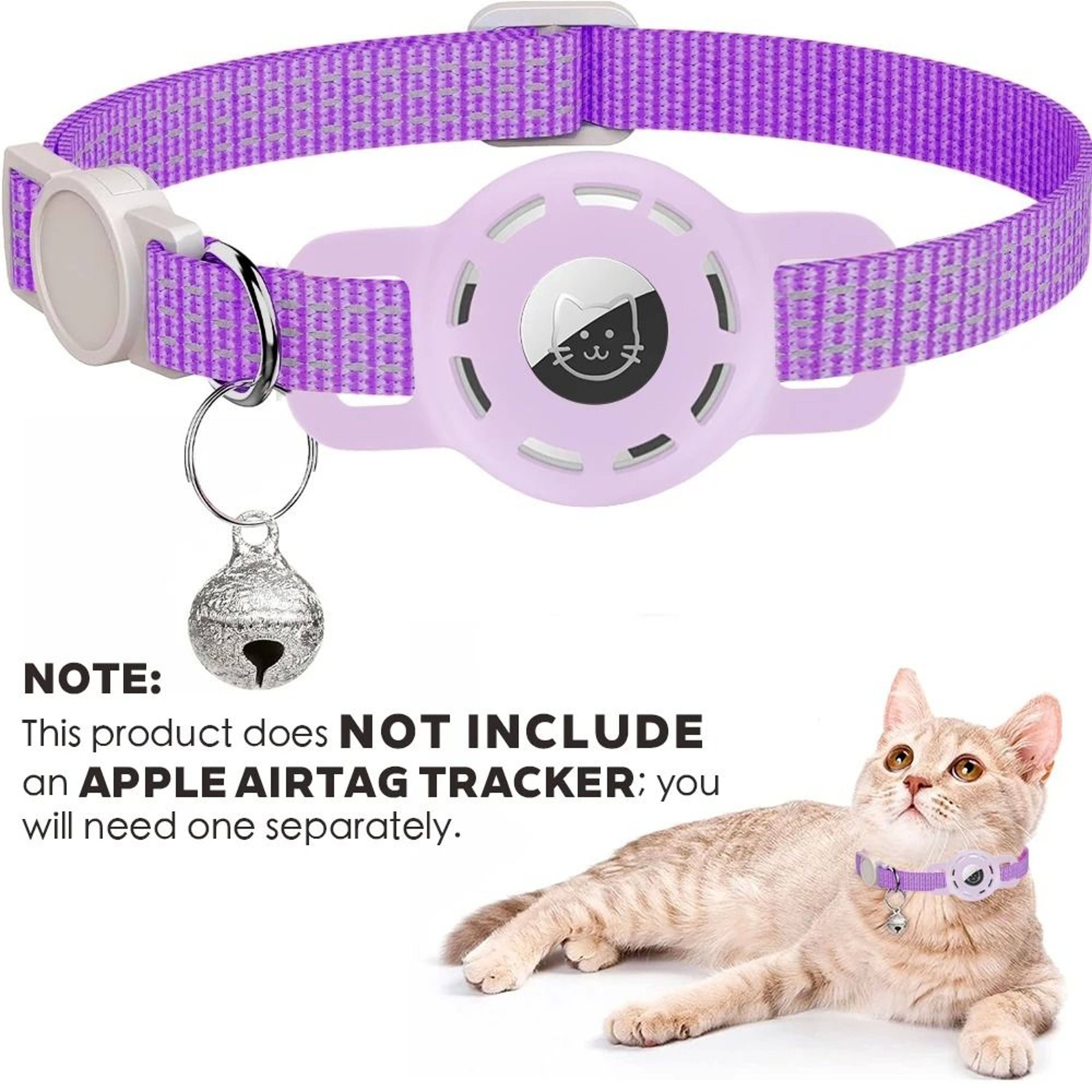 AirTag Compatible Reflective Cat Collar With Breakaway Bell 4