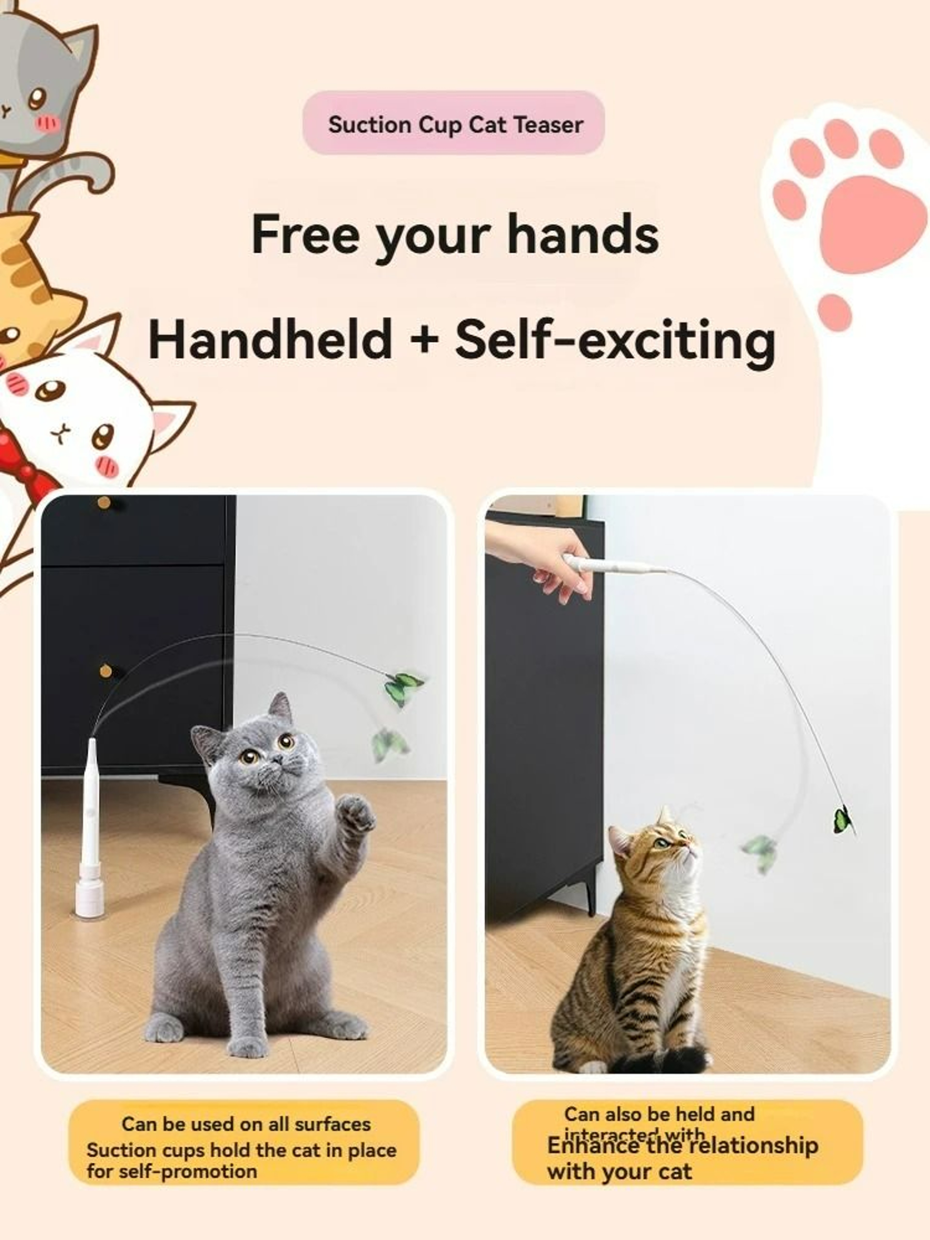 Automatic Electric Cat Teaser Toy With Suction Cup And Long Rod 4