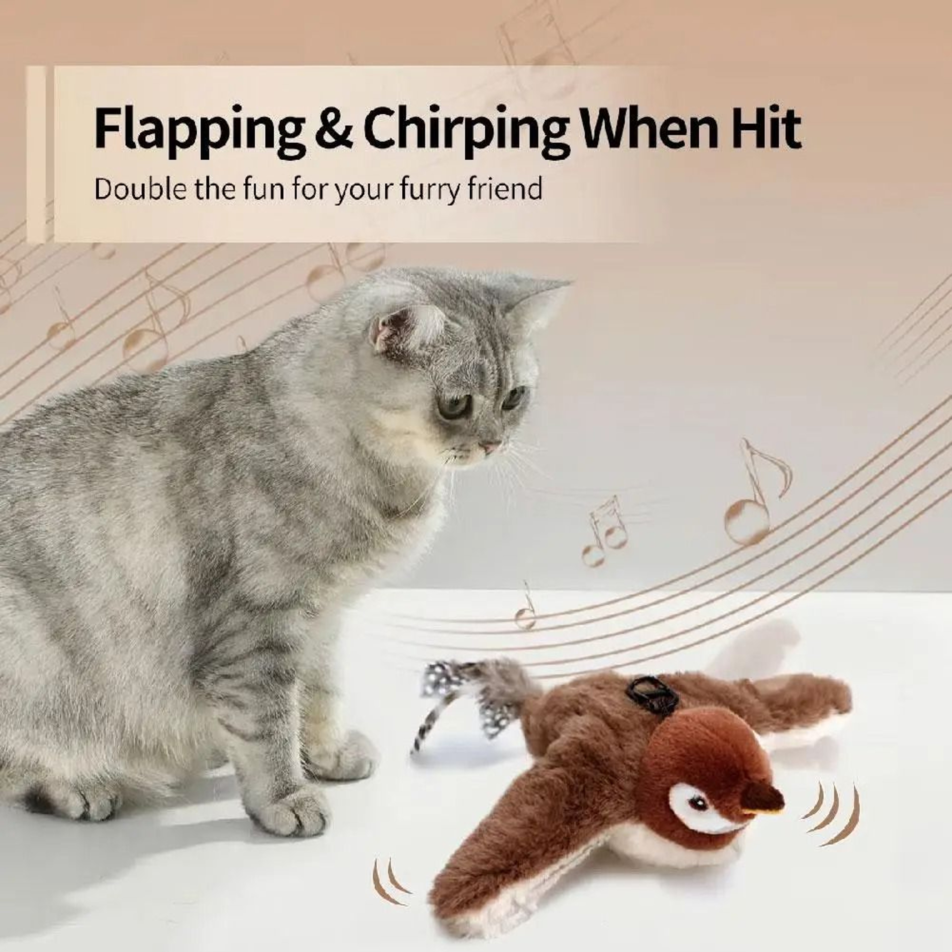 Rechargeable Chirping Bird Cat Toy With Flapping Wings And Catnip 8