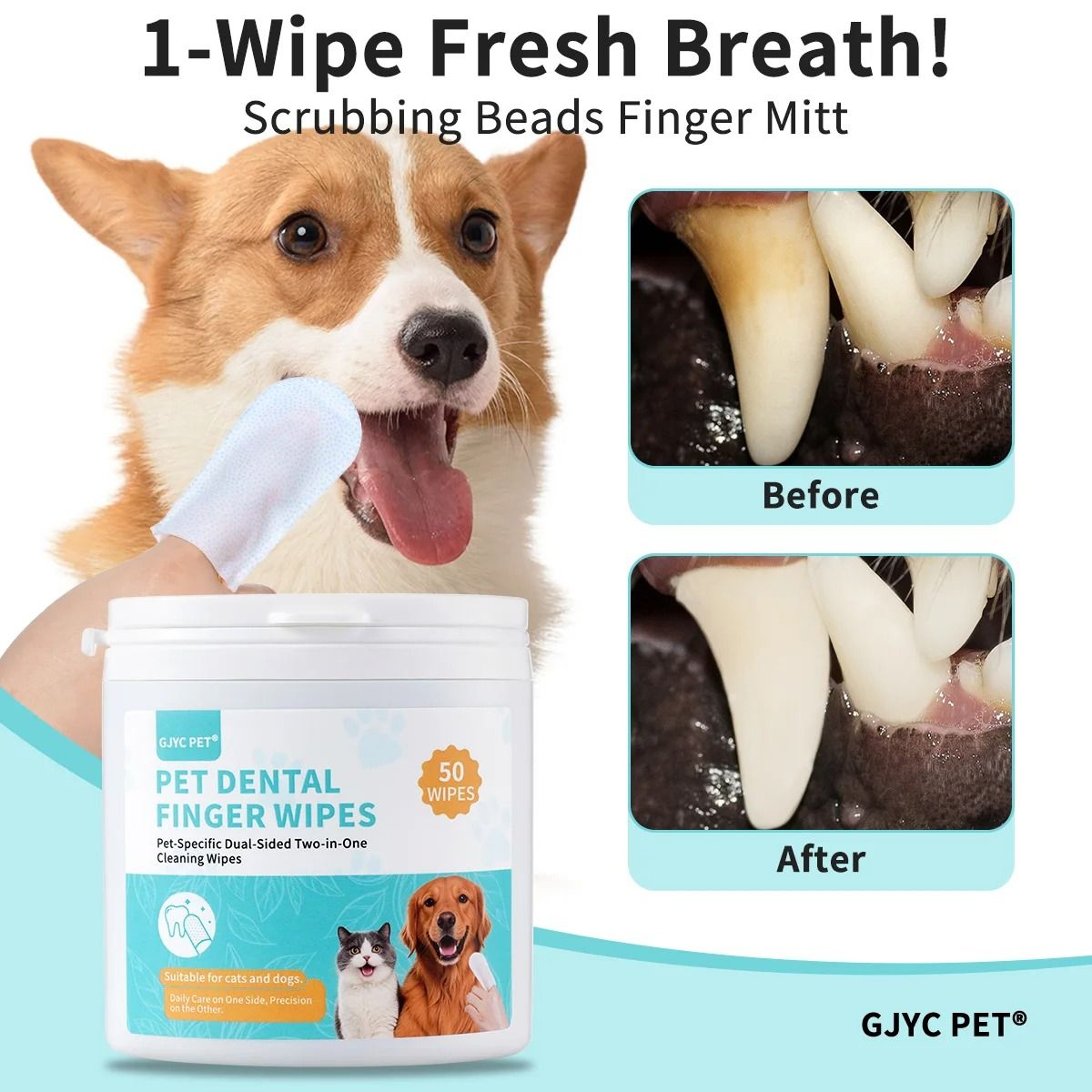 Pet Dental Finger Wipes For Teeth Cleaning And Fresh Breath 4