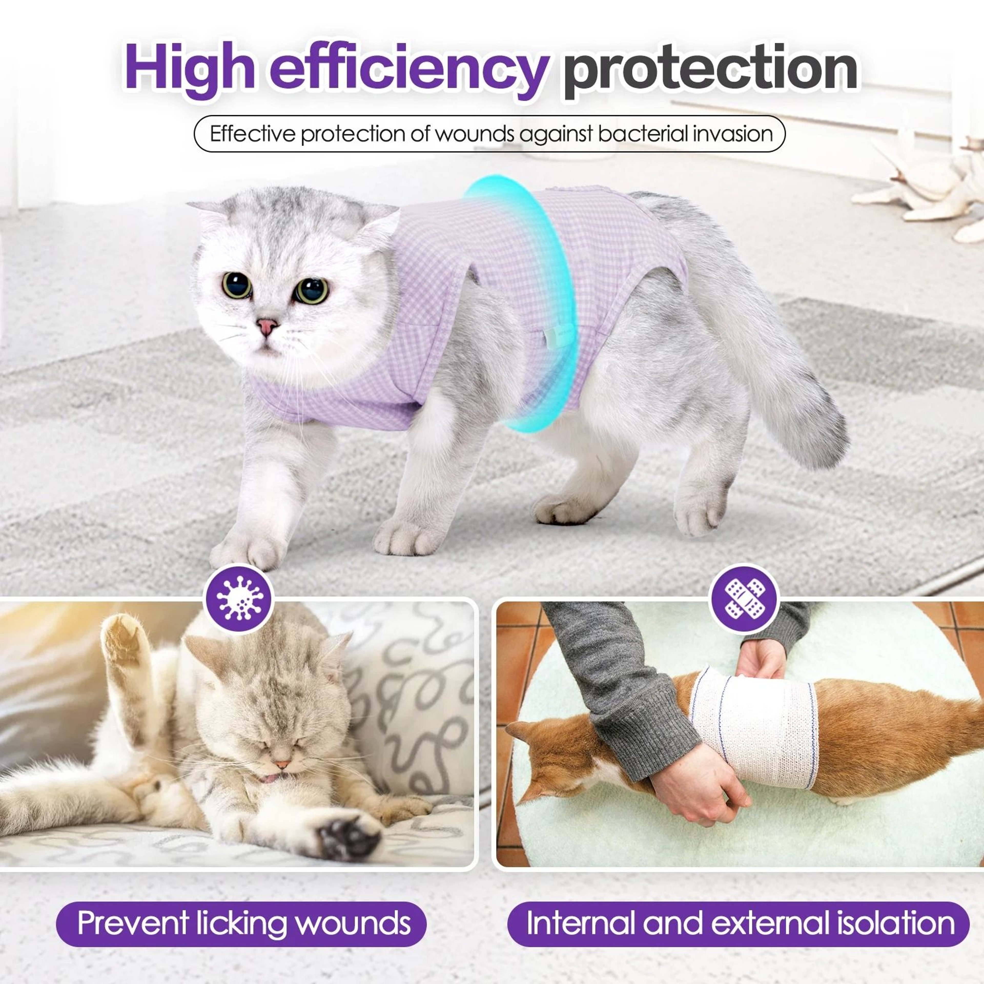 Professional Cat Recovery Suit For Abdominal Wounds And Cone Alternative Post Surgery Care 6
