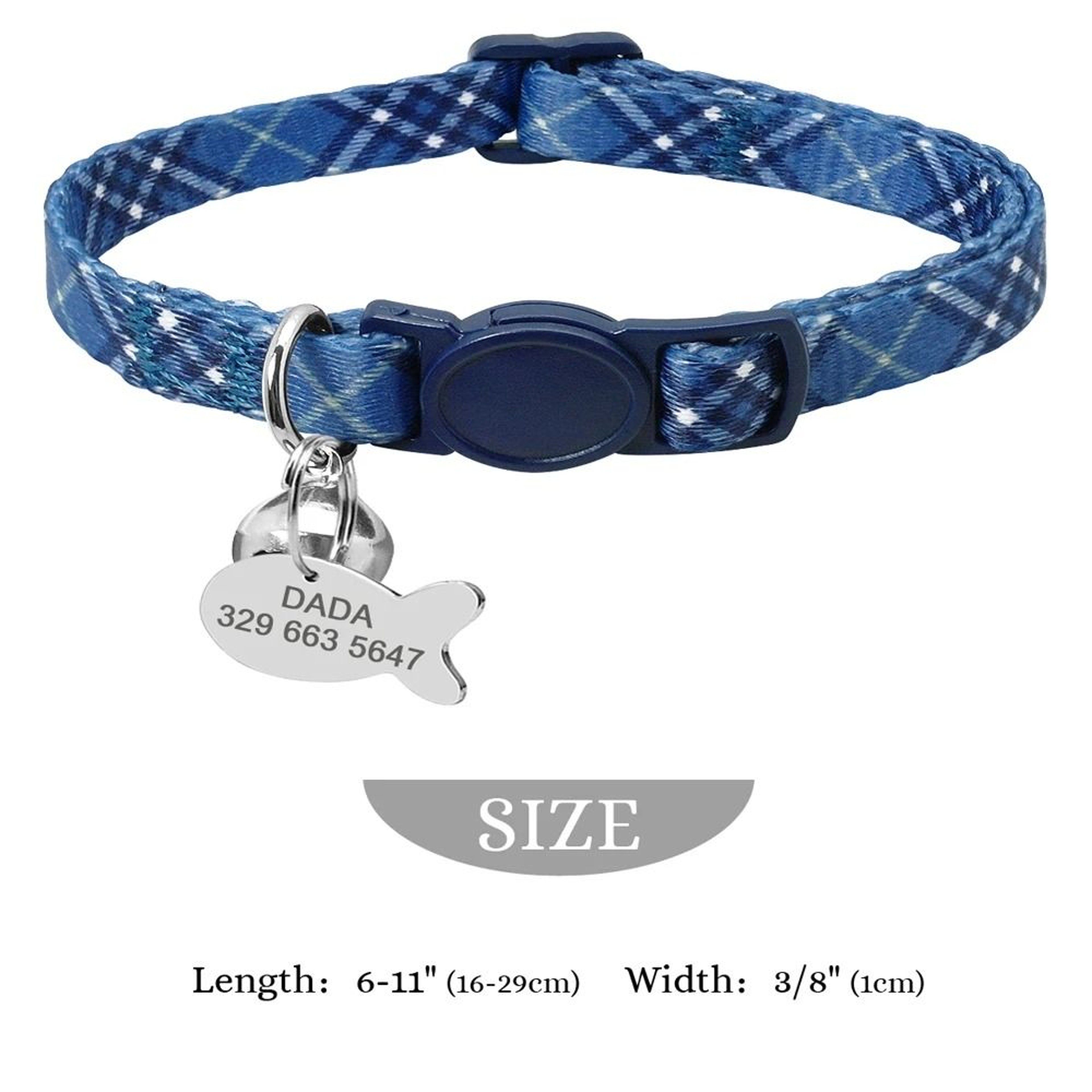 Personalized Adjustable Nylon Cat Collar With Engraved ID Tag For Kittens Puppies And Small Pets 5
