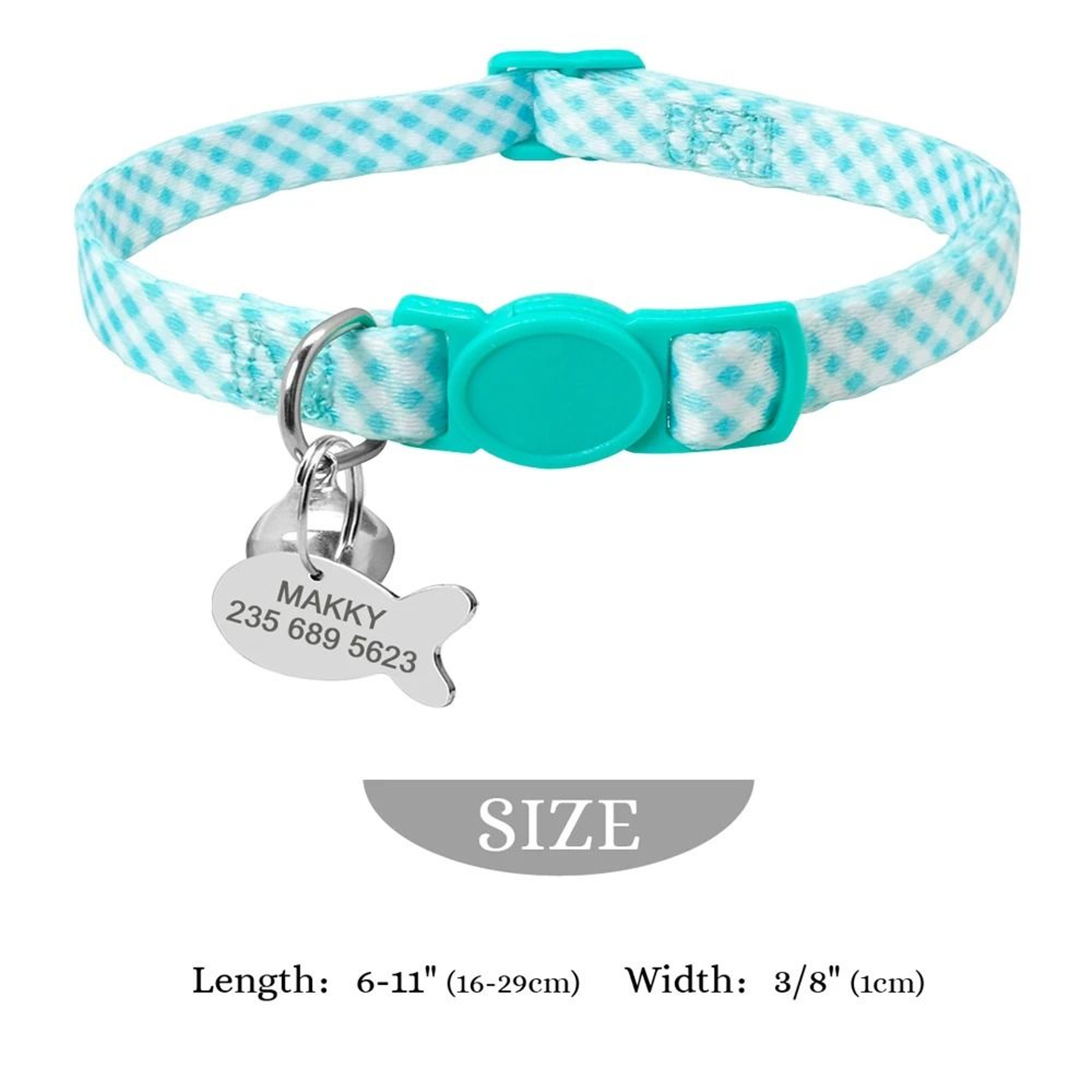 Personalized Adjustable Nylon Cat Collar With Engraved ID Tag For Kittens Puppies And Small Pets 6