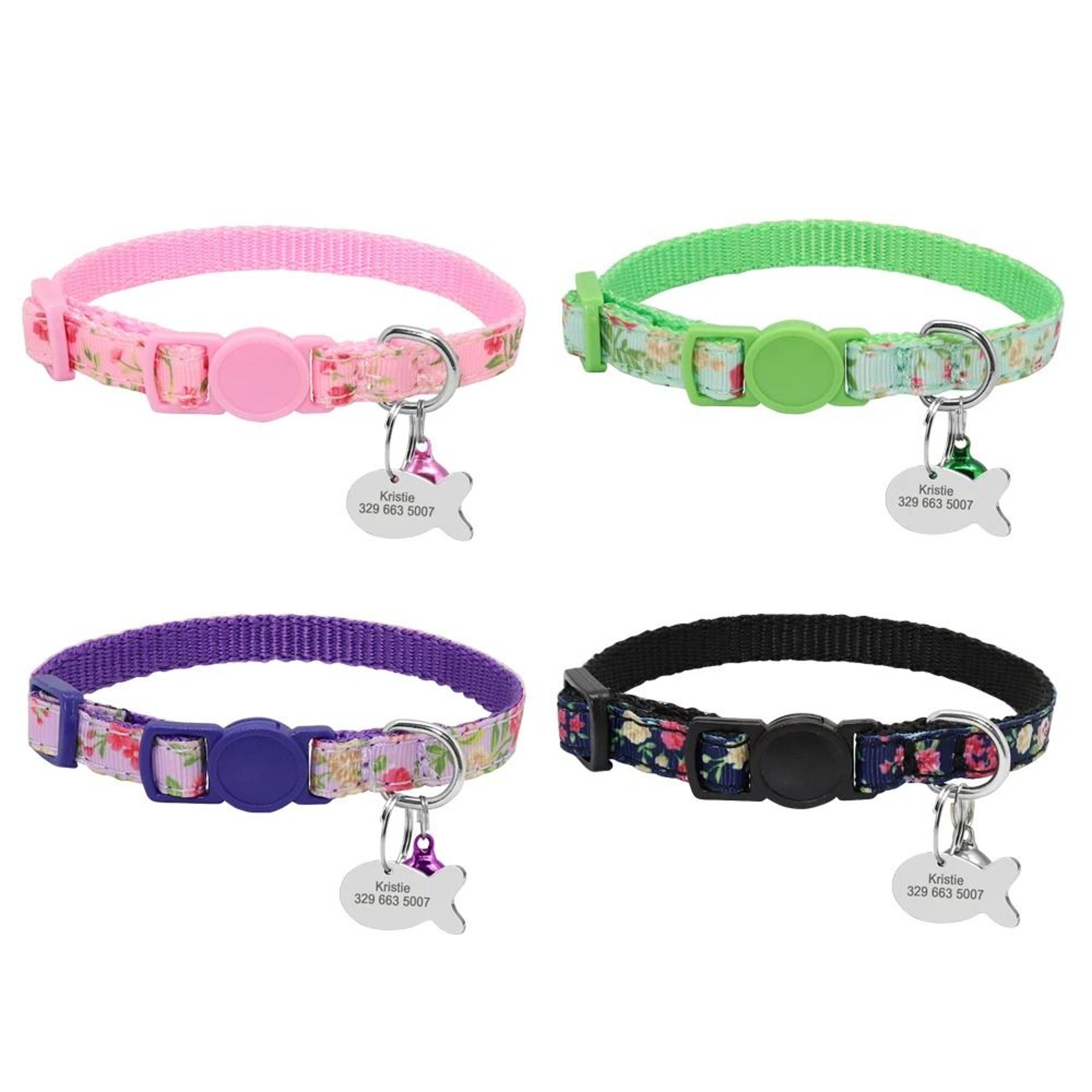 Personalized Adjustable Nylon Cat Collar With Engraved ID Tag For Kittens Puppies And Small Pets 8