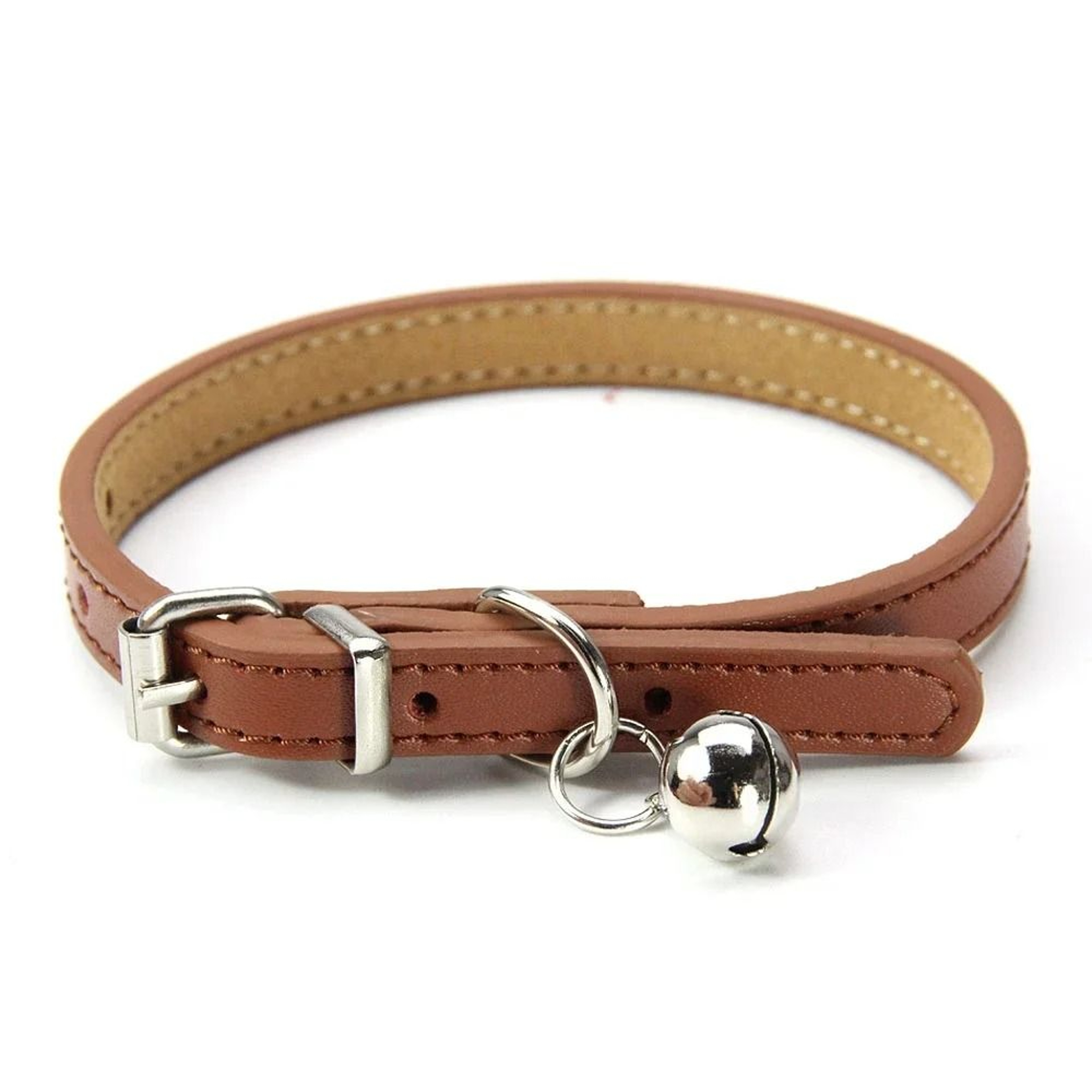 Soft Leather Cat Collar With Bell Adjustable Neck Strap For Kittens And Puppies 1
