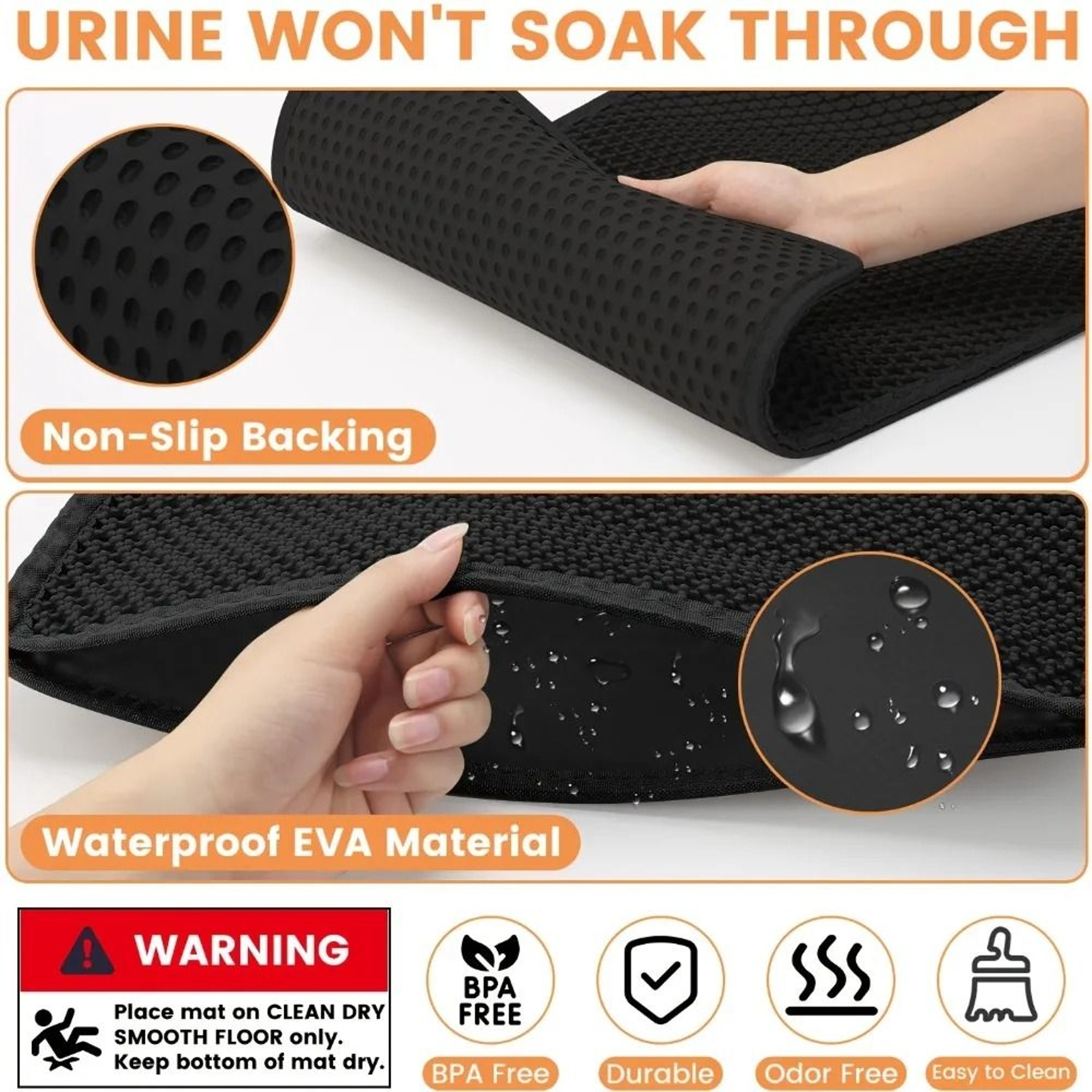 Large Waterproof Cat Litter Mat With Double Layer Non Slip Trapping Design 6