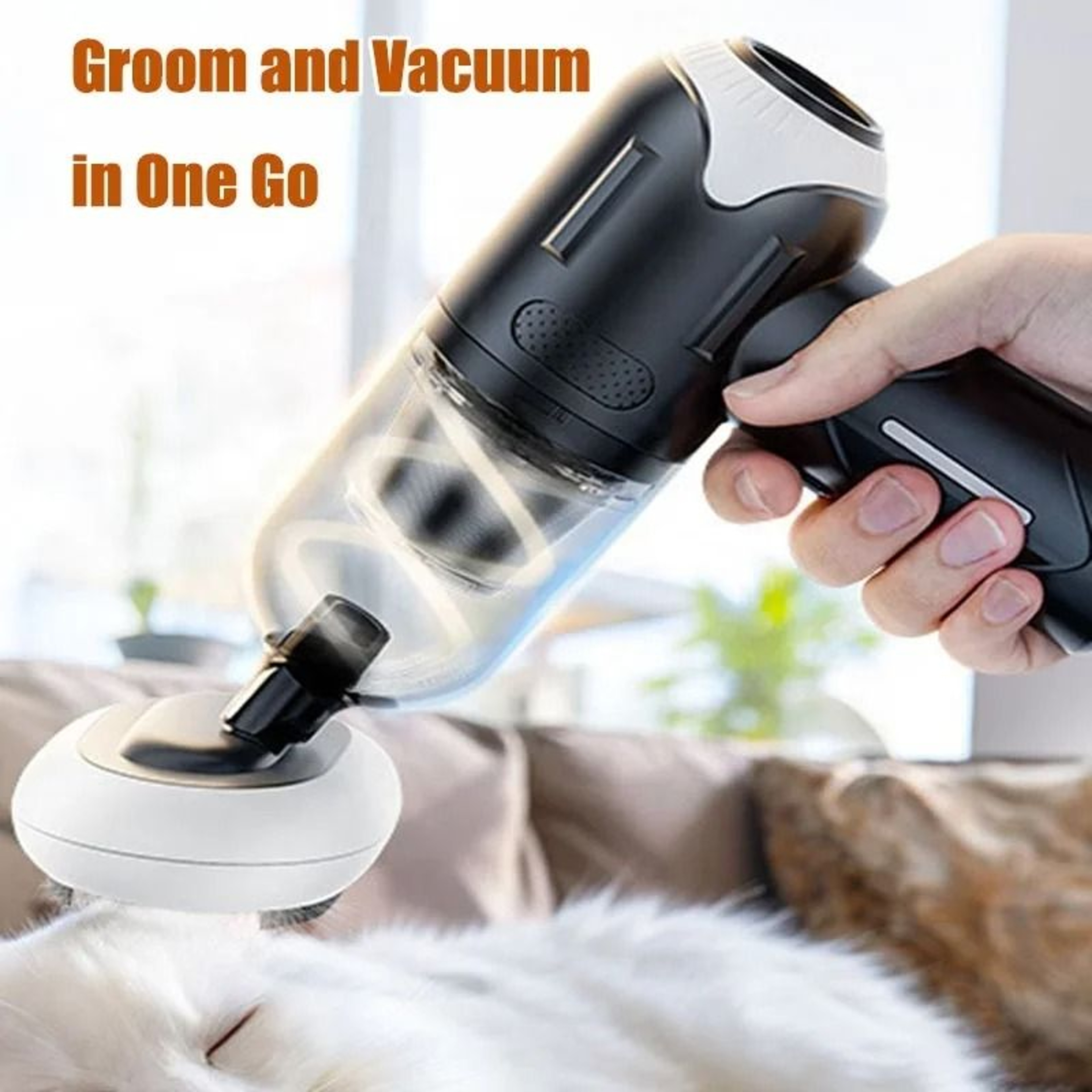 Rechargeable Pet Hair Vacuum Grooming Tool With Anti Tangle Wireless Suction 5