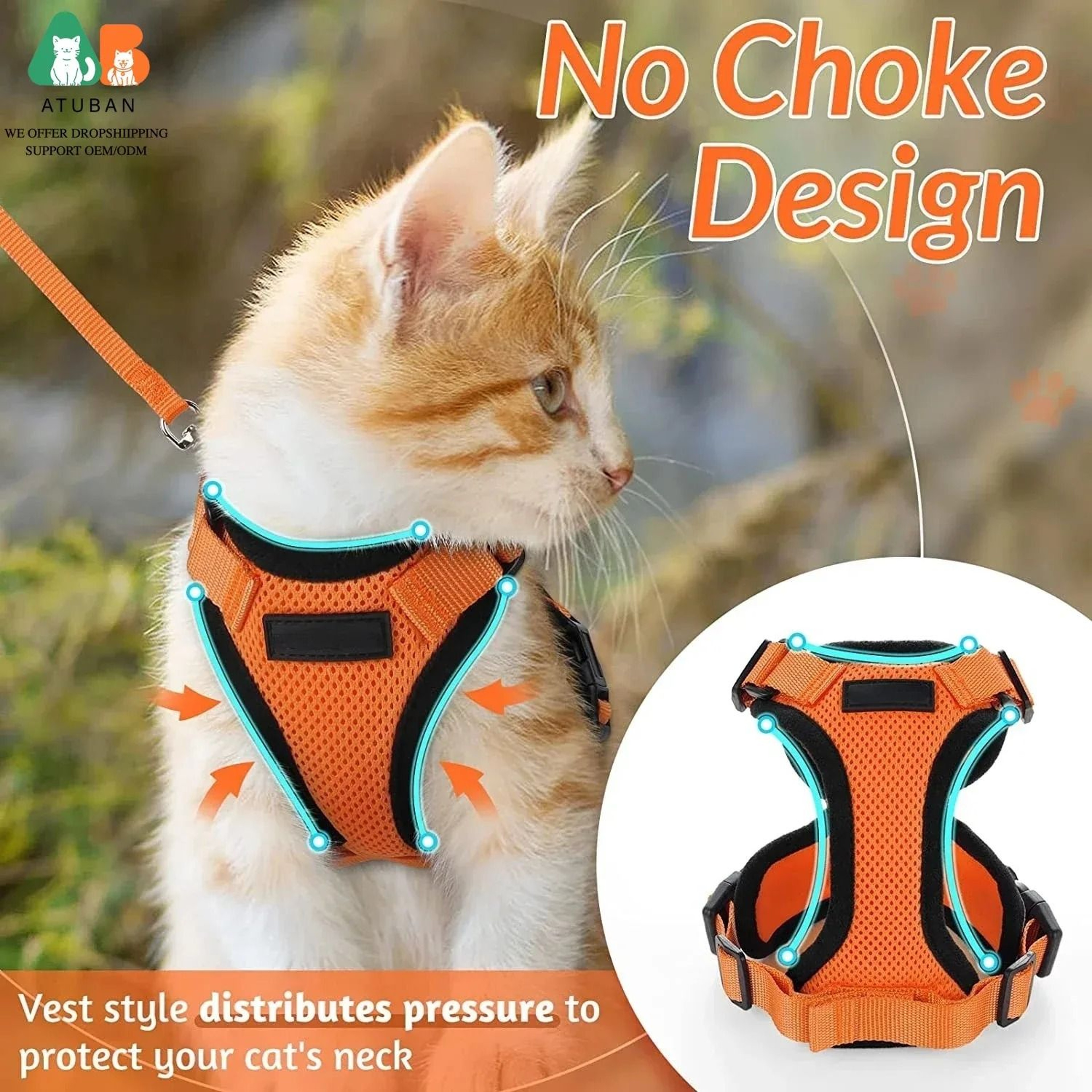 Escape Proof Cat Harness And Leash Soft Adjustable Reflective Vest For Safe Outdoor Walking 13