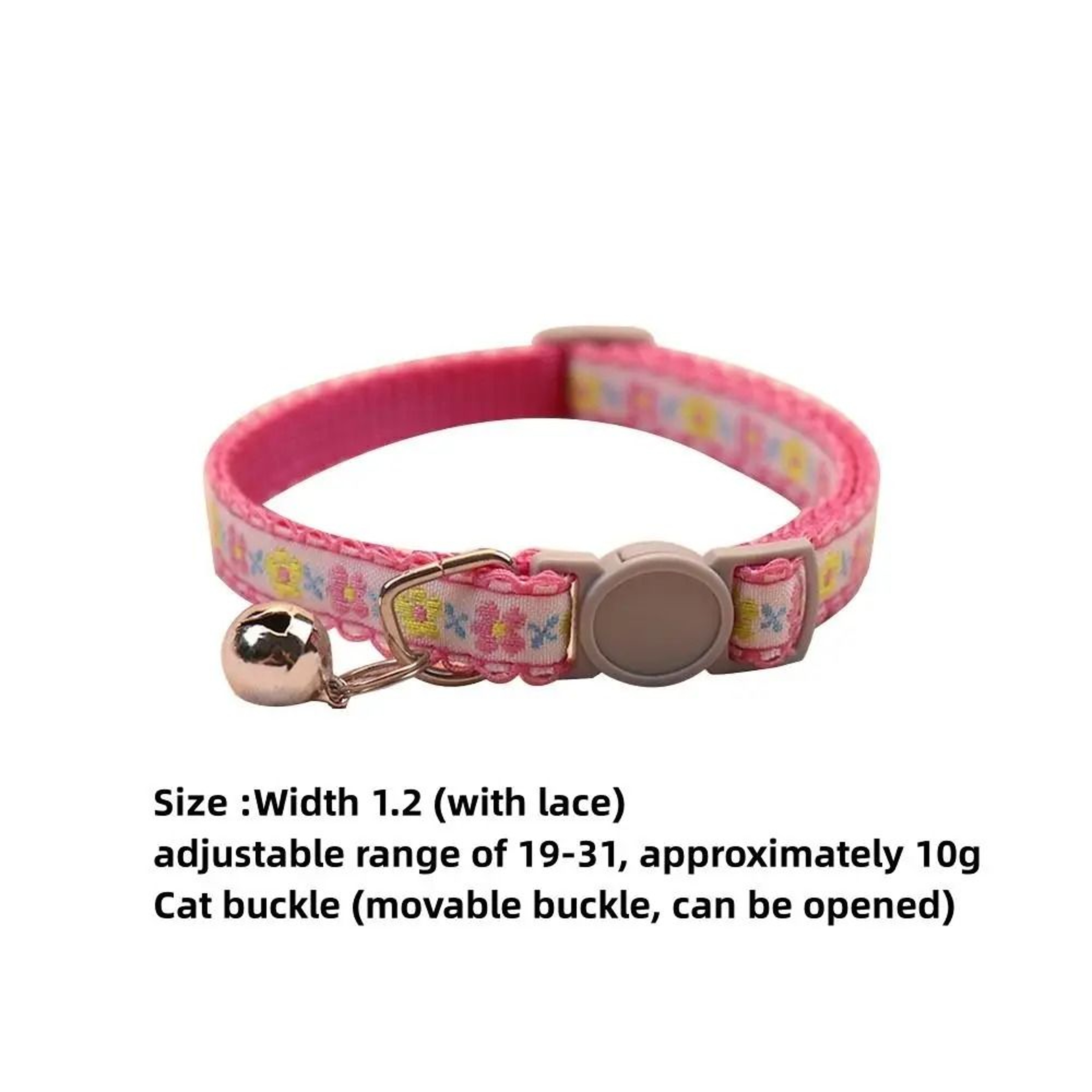 Floral Embroidered Cat Collar Adjustable Lace Collar With Bell For Cats And Kittens 14