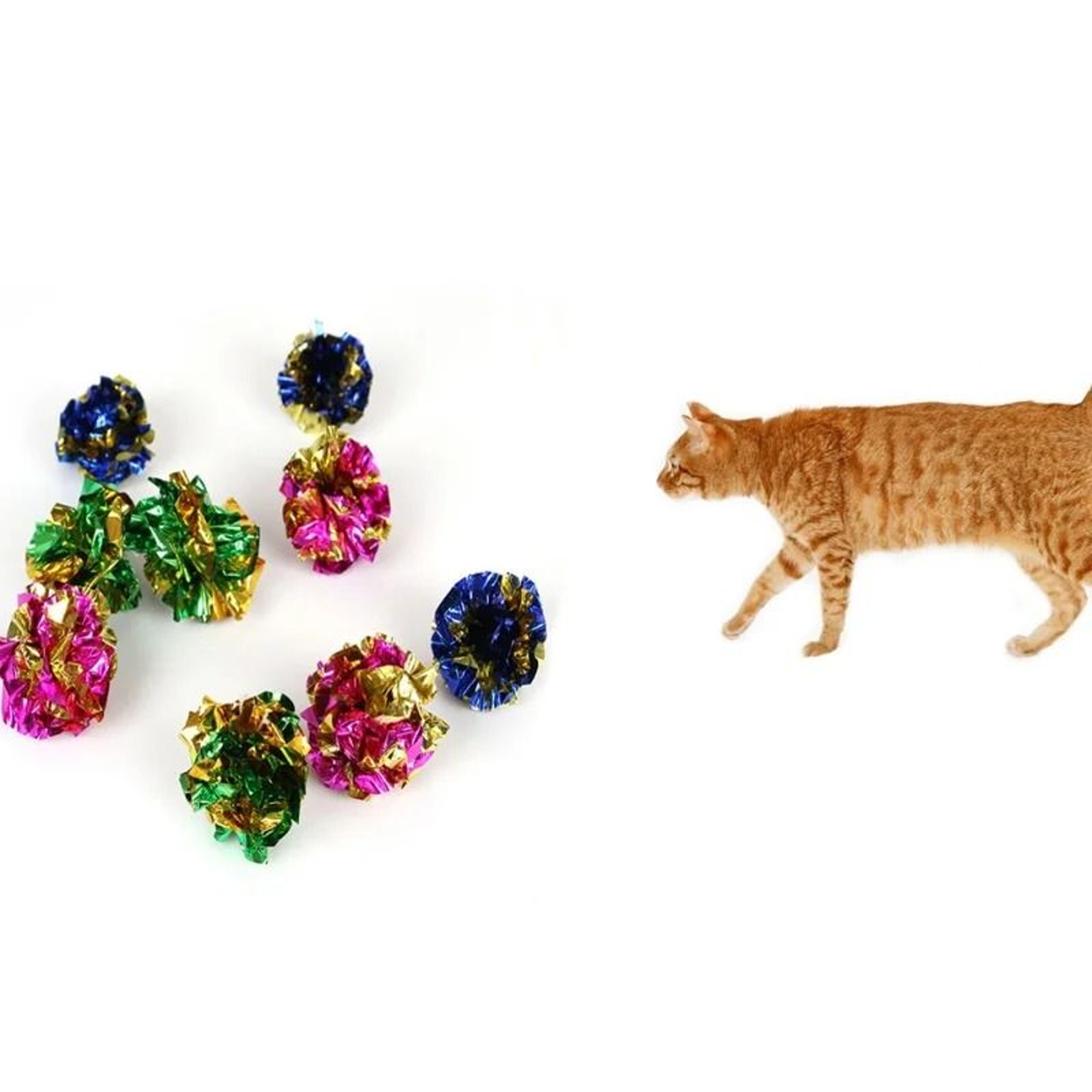 Colorful Crinkle Foil Cat Balls Twelve Pack Mylar Sound Toys For Kittens And Indoor Cats 1