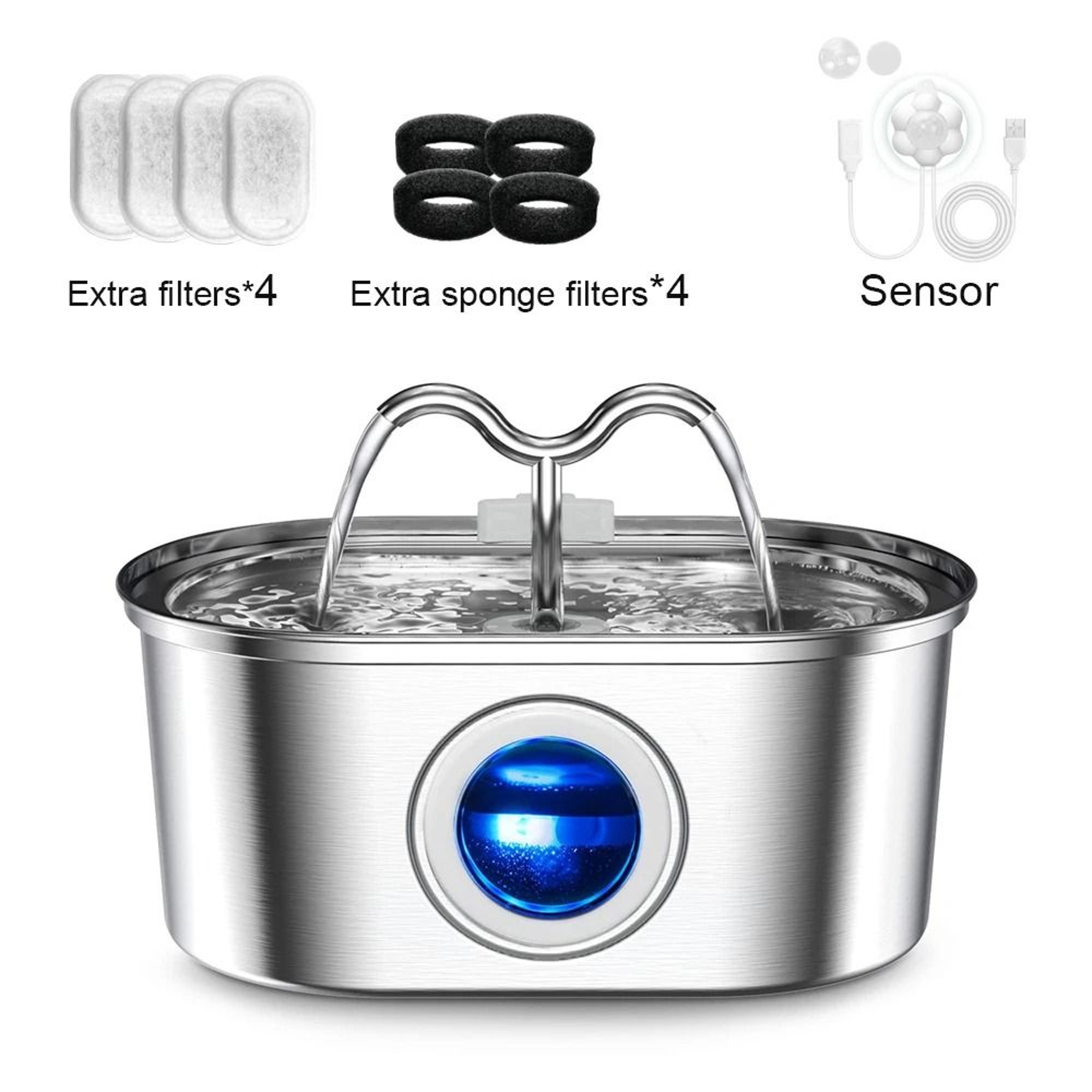 32L Stainless Steel Pet Water Fountain With Quiet USB Pump 4
