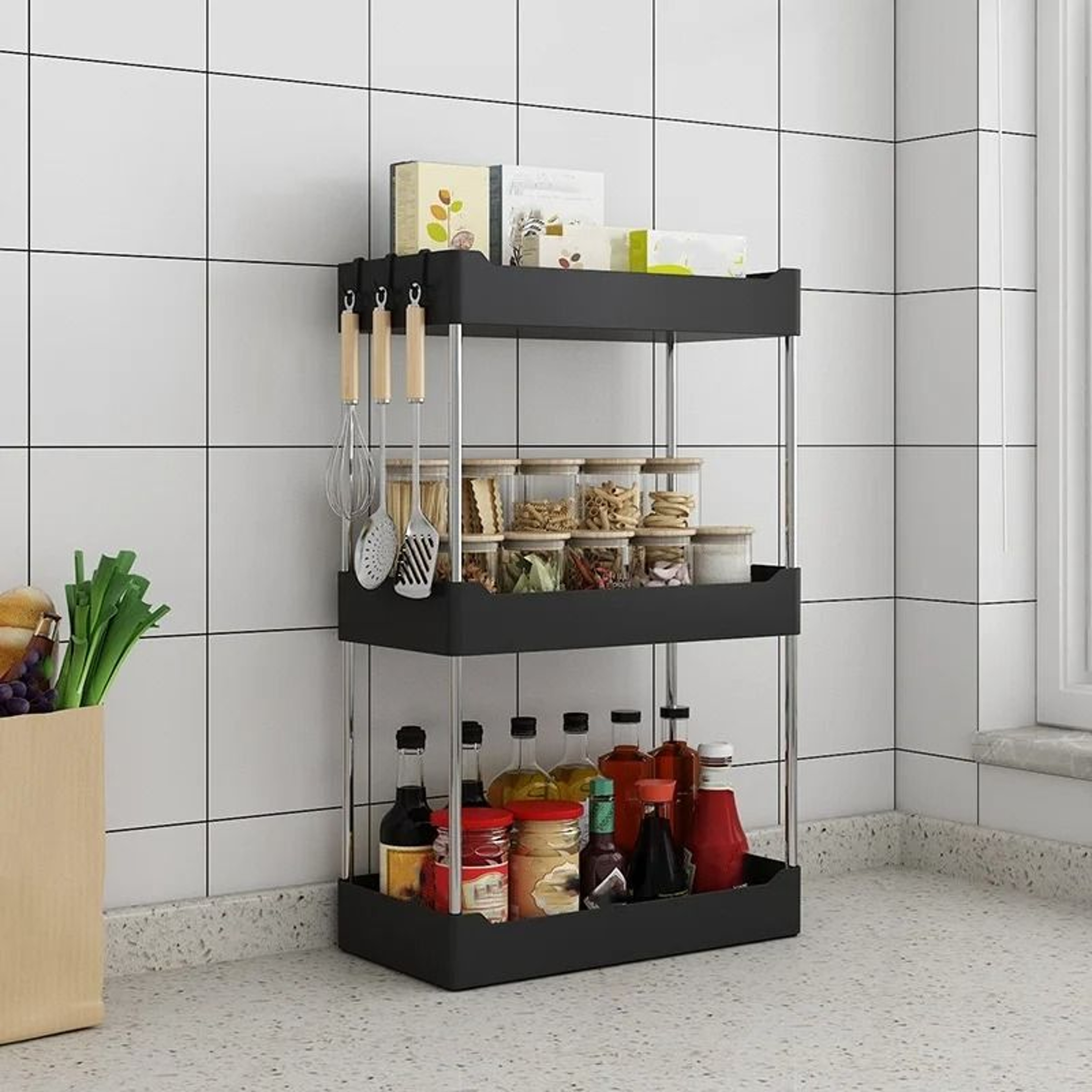 Multi Layer Kitchen Spice Storage Rack For Countertop Seasoning Bottles And Utensils 5