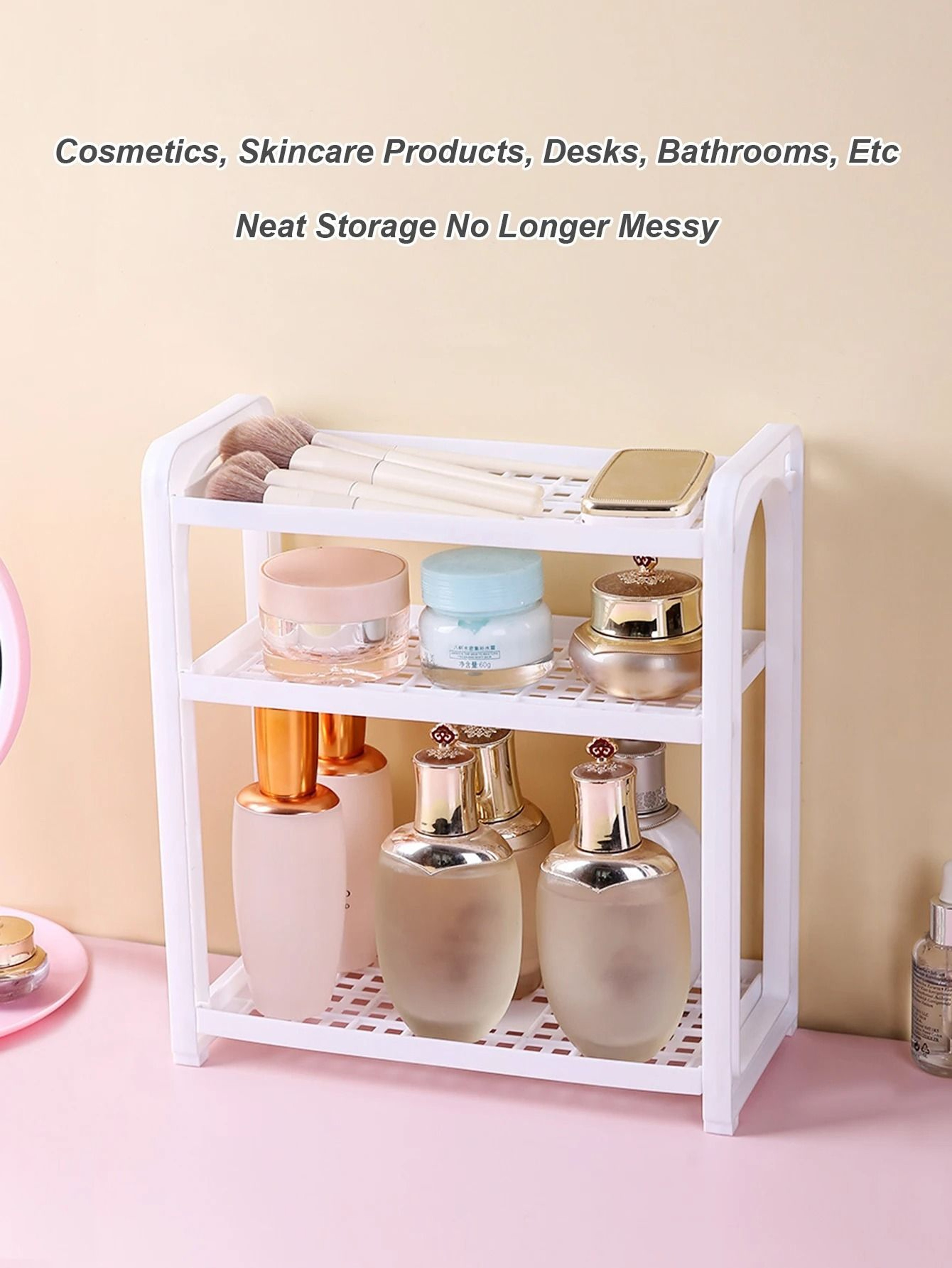 Multi Story Desktop Storage Rack For Dorm Bedroom Bathroom And Stationery Organization 7