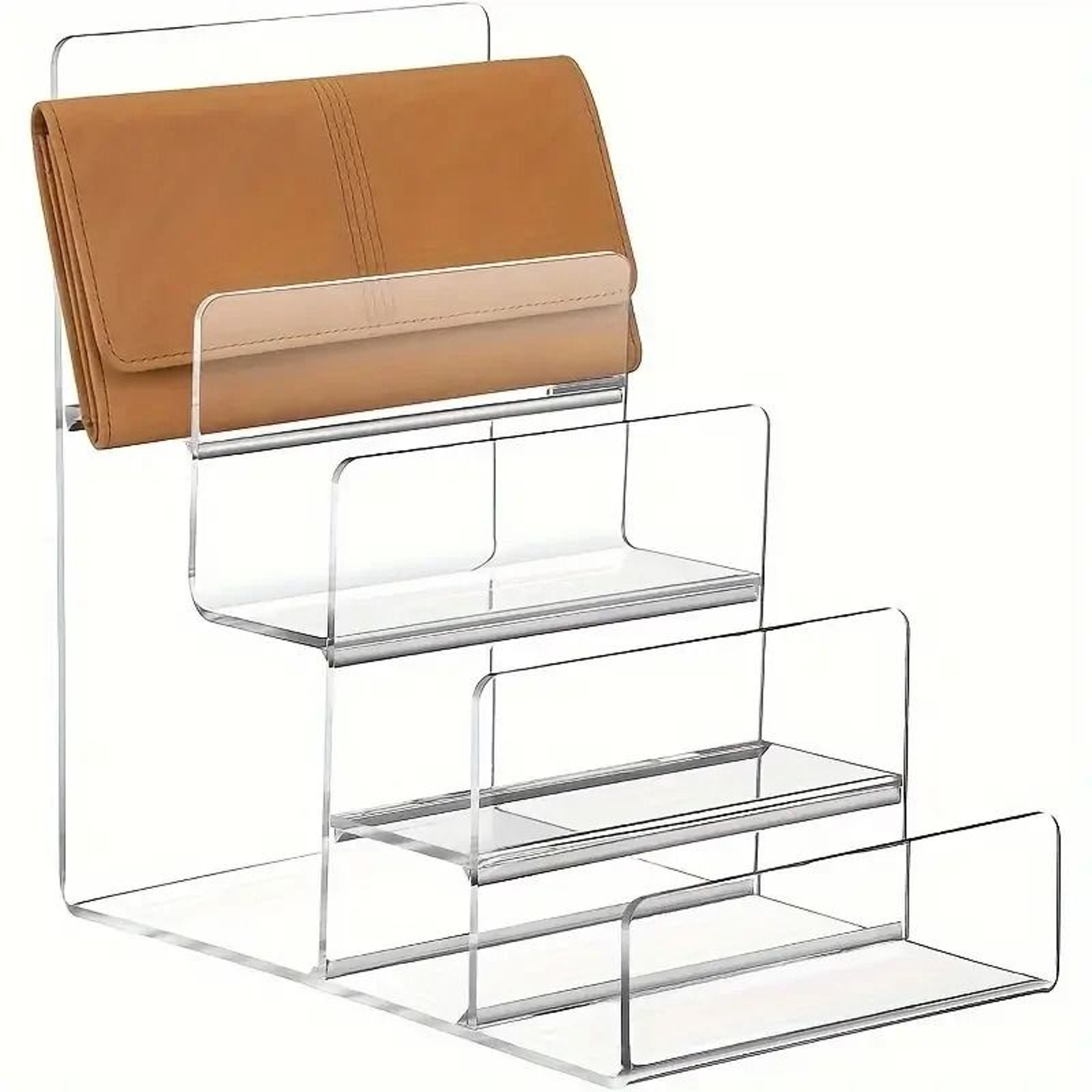 Clear Acrylic Display Risers For Handbags Jewelry Makeup And Purse Storage Rack 9