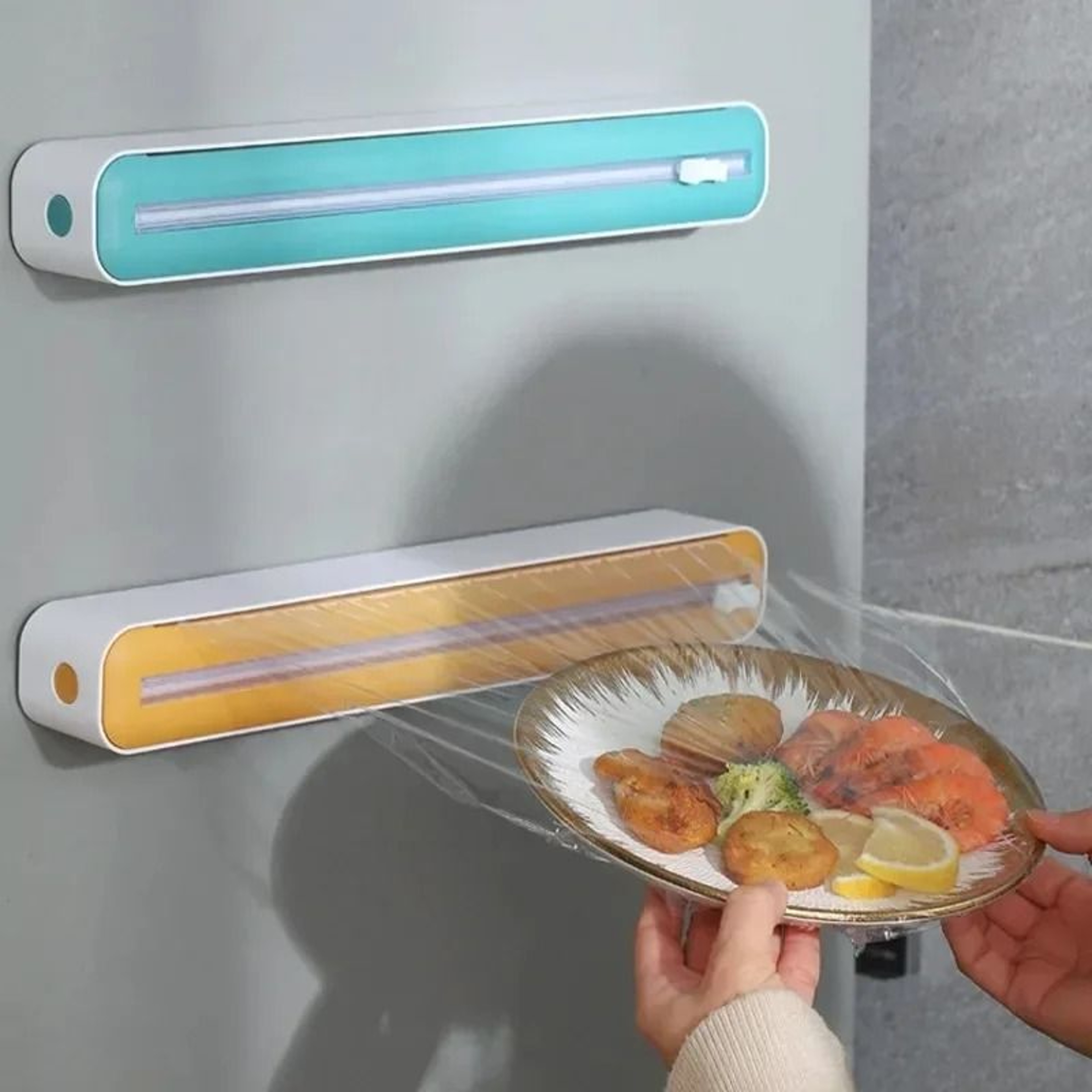 Suction Cling Film Cutter Box For Kitchen Food Wrap Storage And Refrigerator Use 7