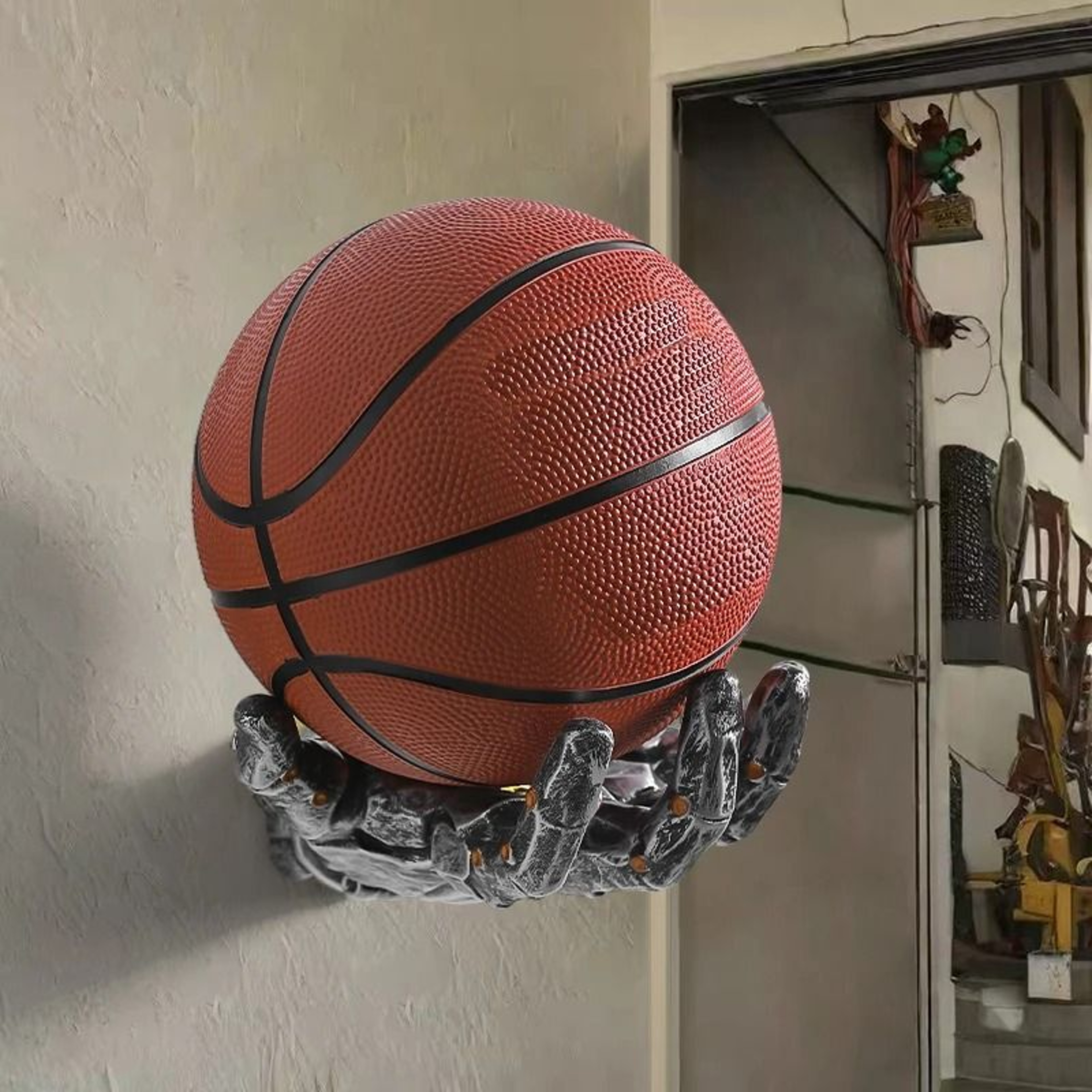 Robotic Arm Basketball Storage Rack Wall Mounted Ball Holder 0