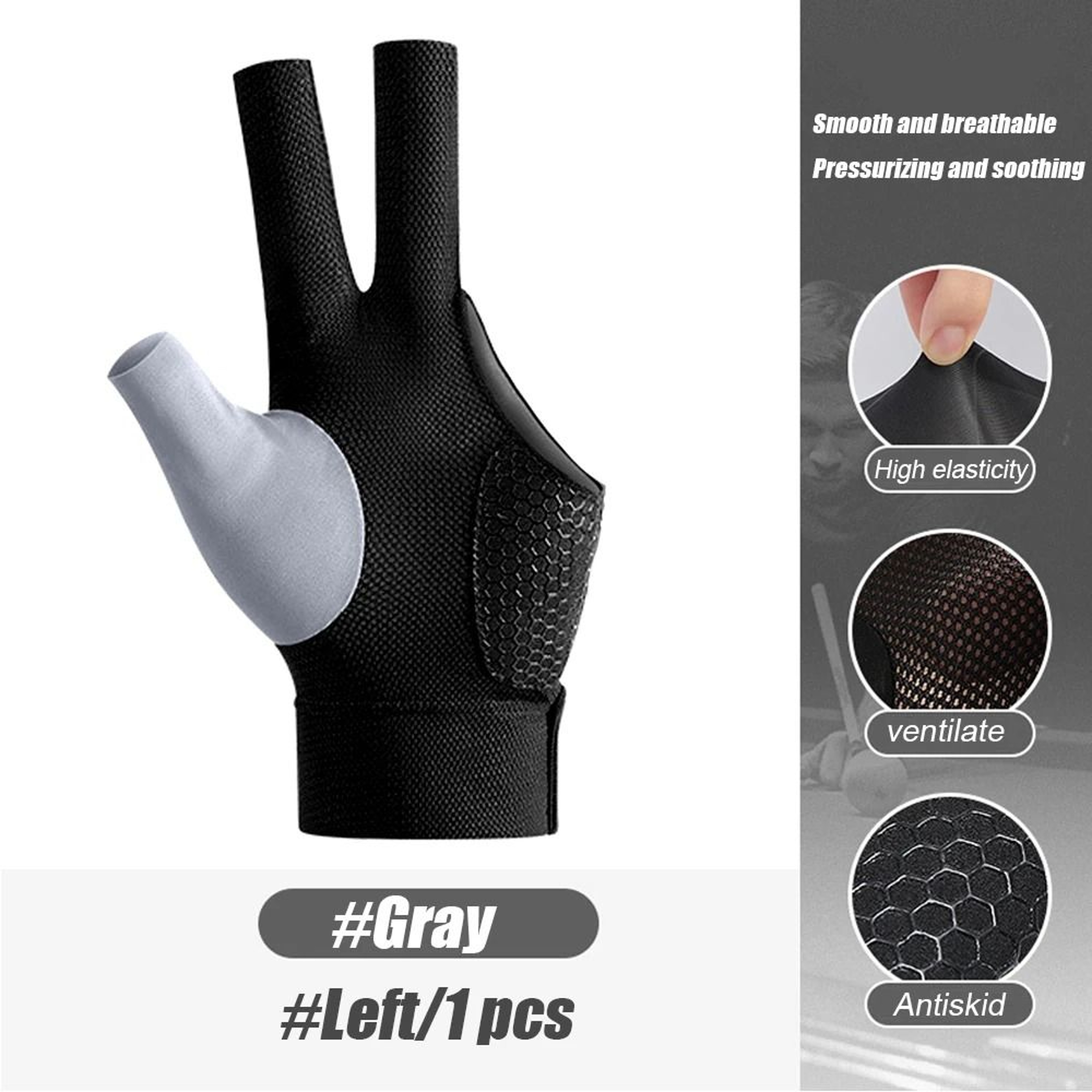 Open Three Finger Billiard Cue Glove For Left Hand 2
