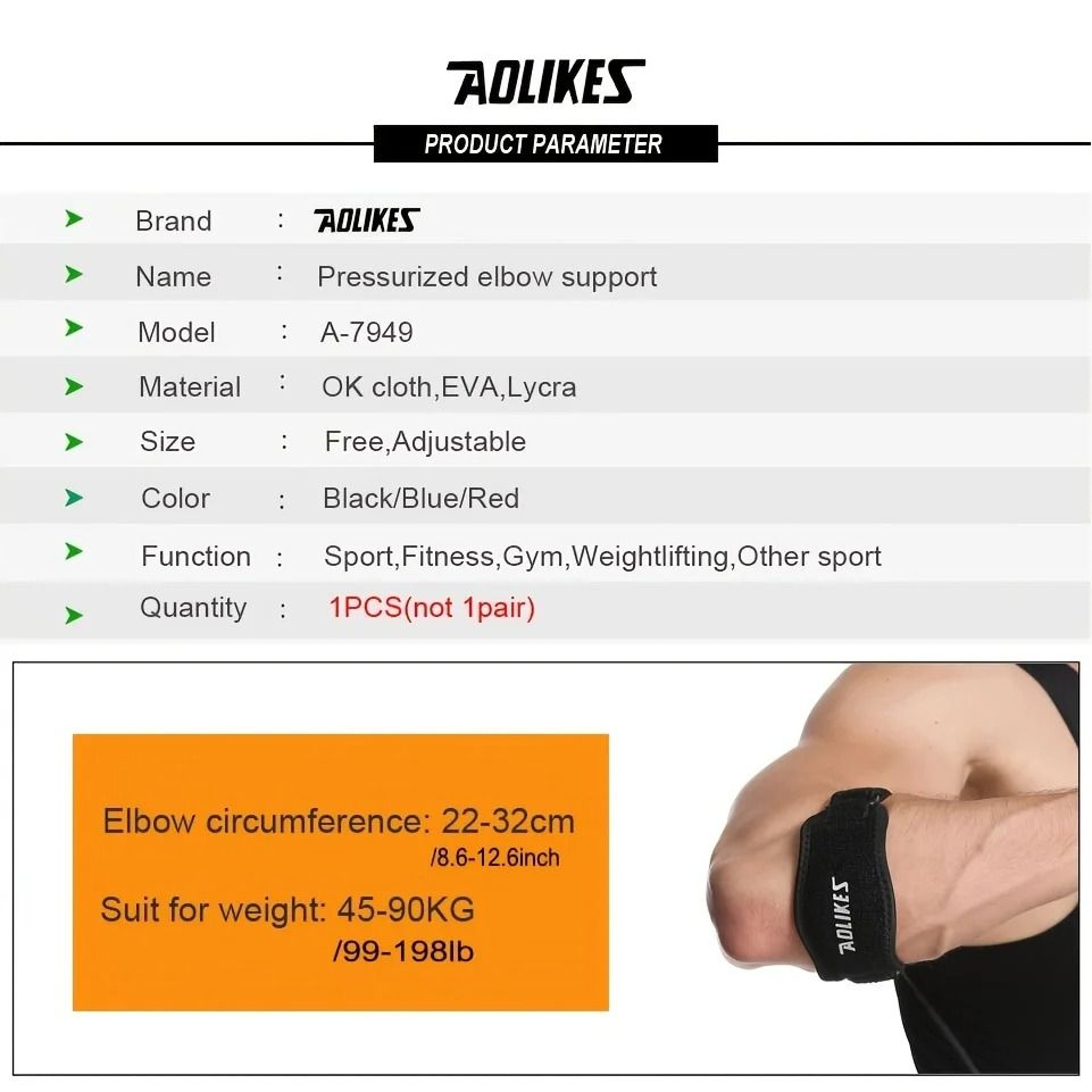 AOLIKES Adjustable Tennis Elbow Strap With Compression Pad For Golf Basketball And Sports 11
