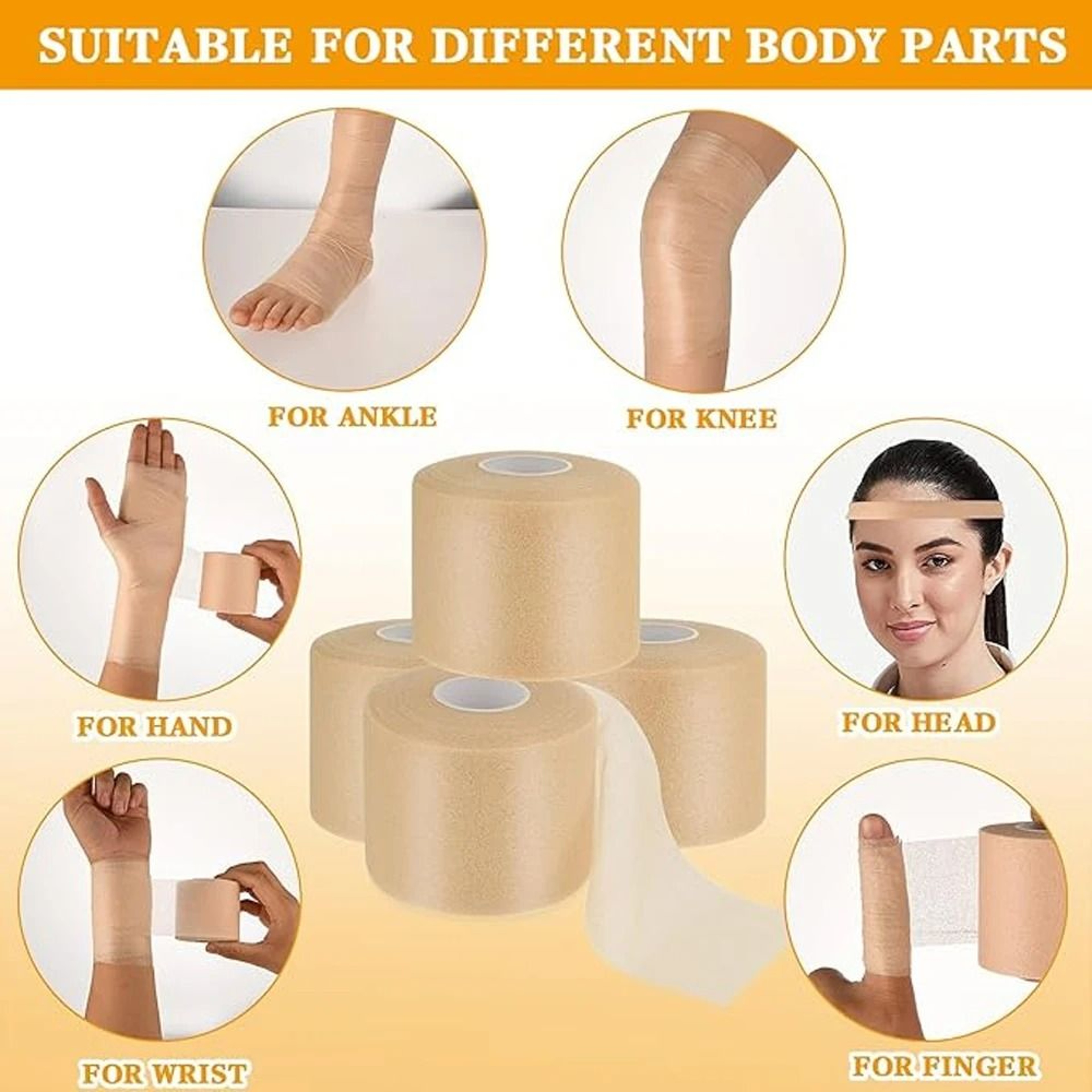 3 Roll Self Adhesive Cohesive Sports Bandage Wrap 3