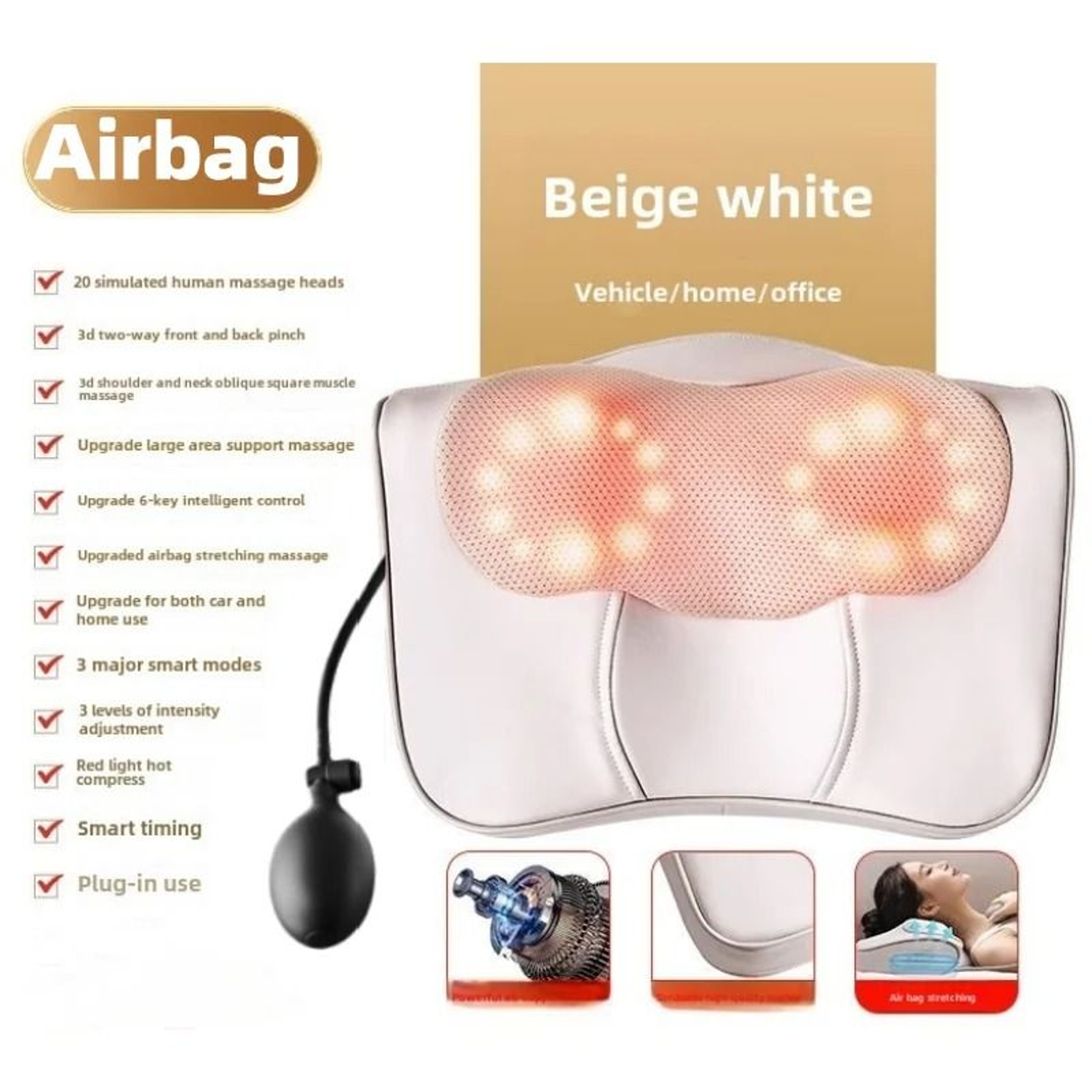 Deep Kneading Massage Pillow With Soothing Heat 5