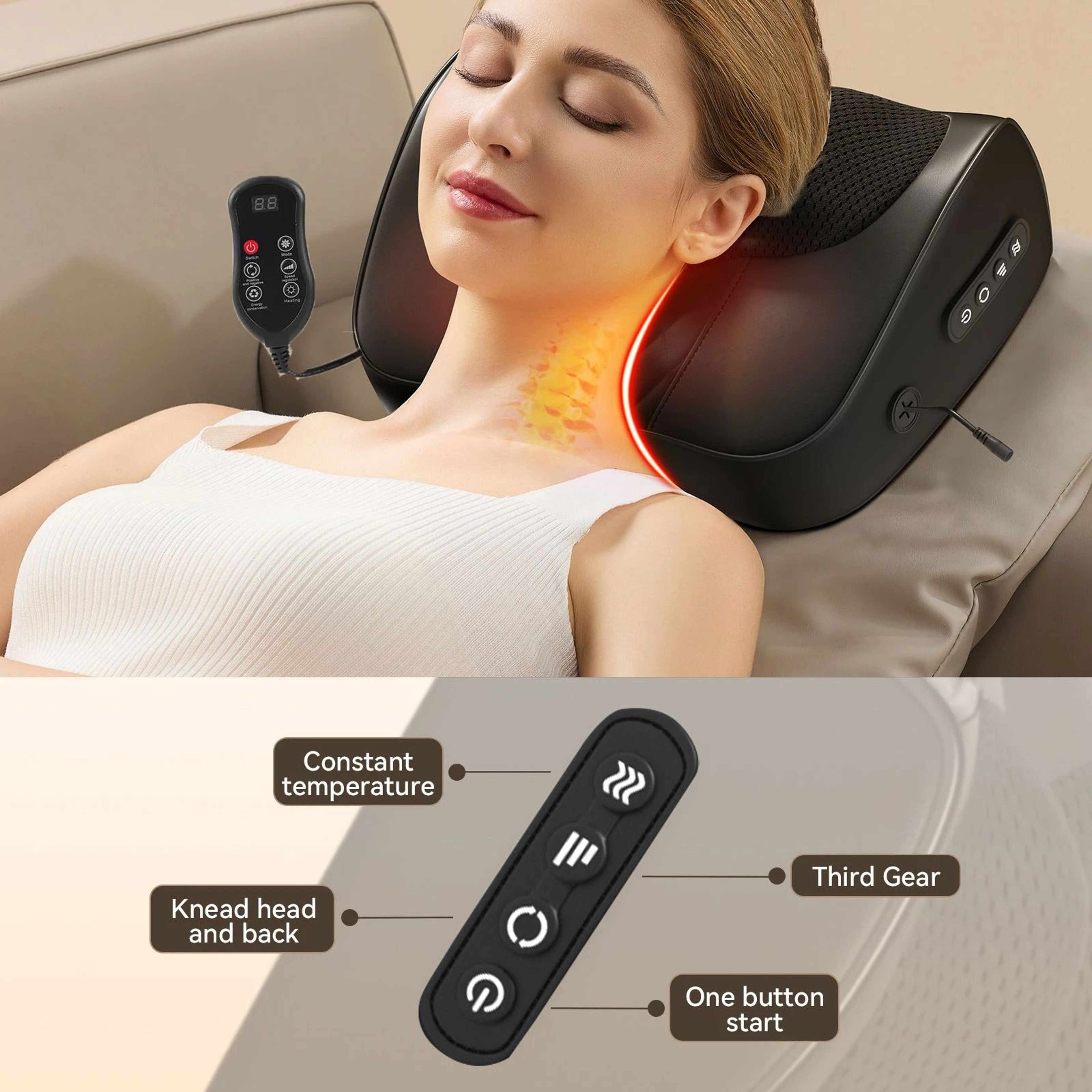 Deep Kneading Massage Pillow With Soothing Heat 11