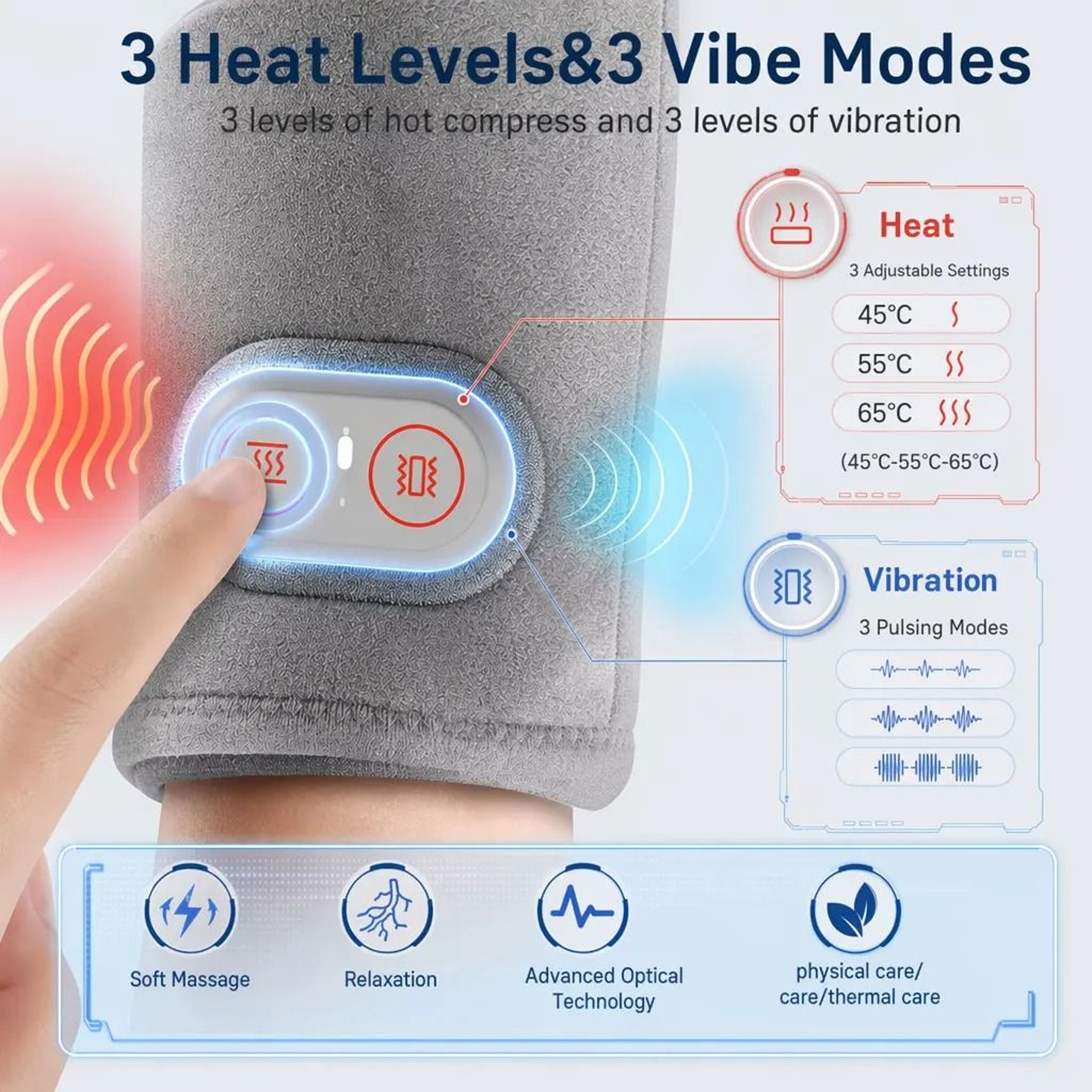 Infrared Heated Wrist Wrap With Red Light And Vibration 5