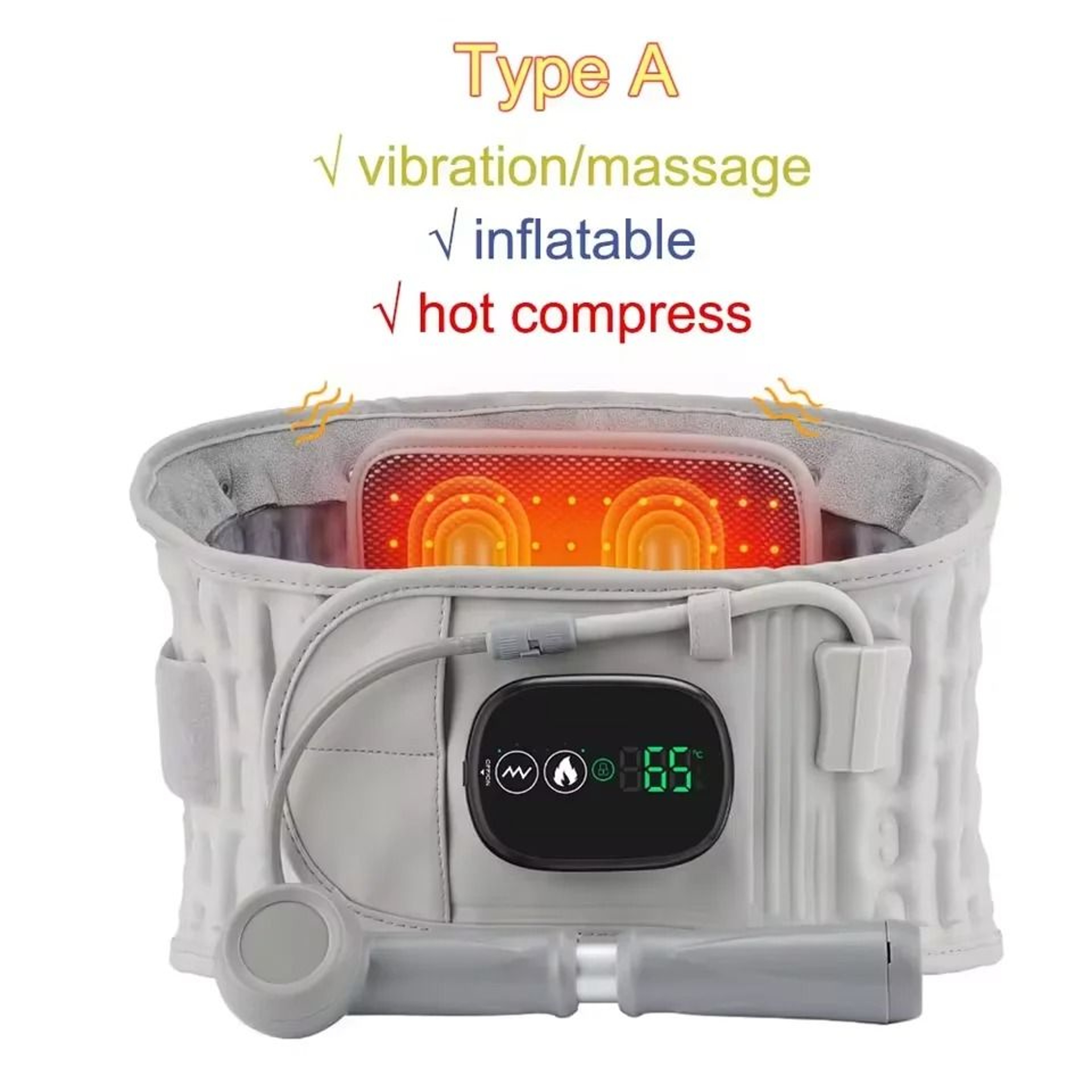 Cordless Inflatable Lumbar Support Belt With Heat And Vibration 1