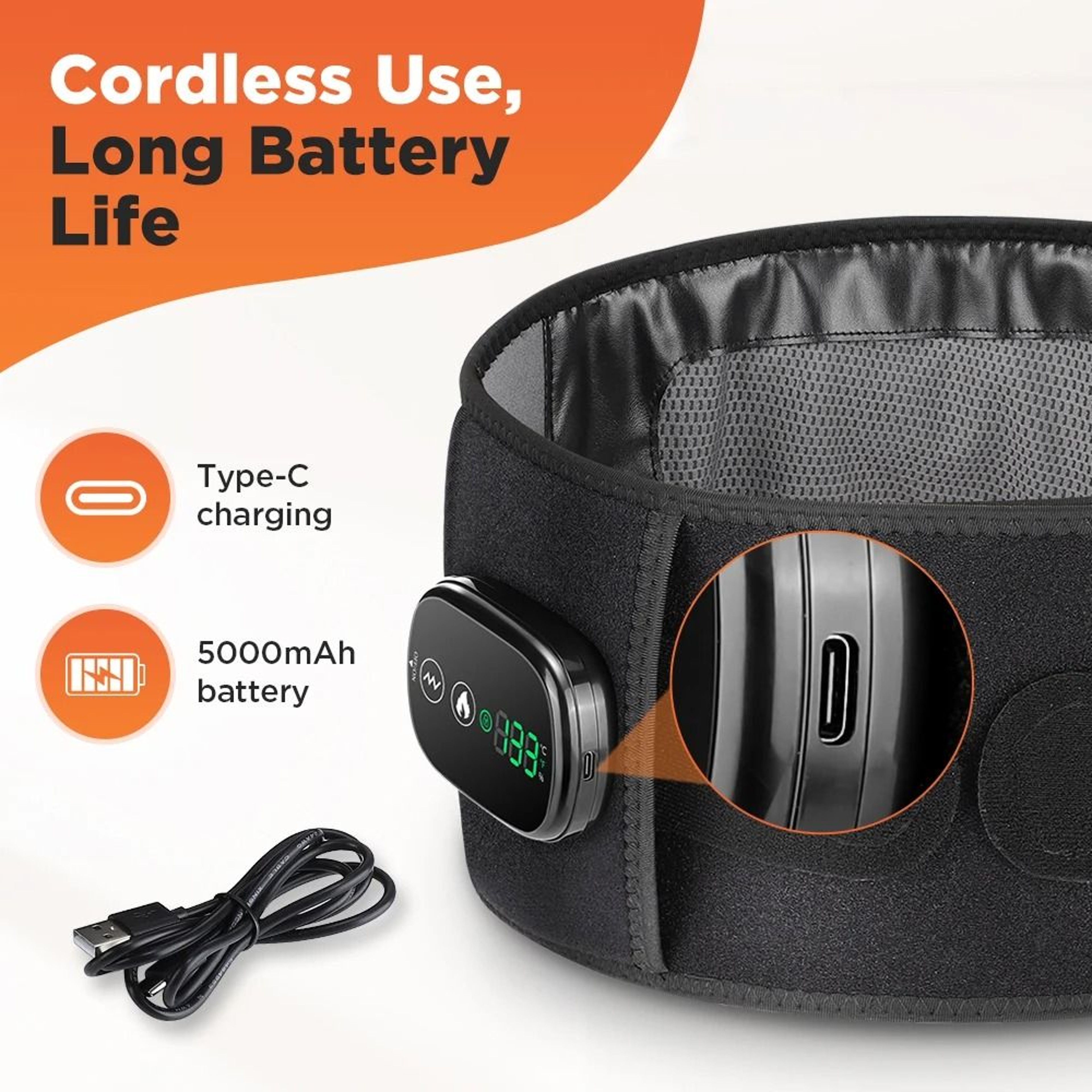 Cordless Red Light Heated Vibration Waist Massage Belt 5