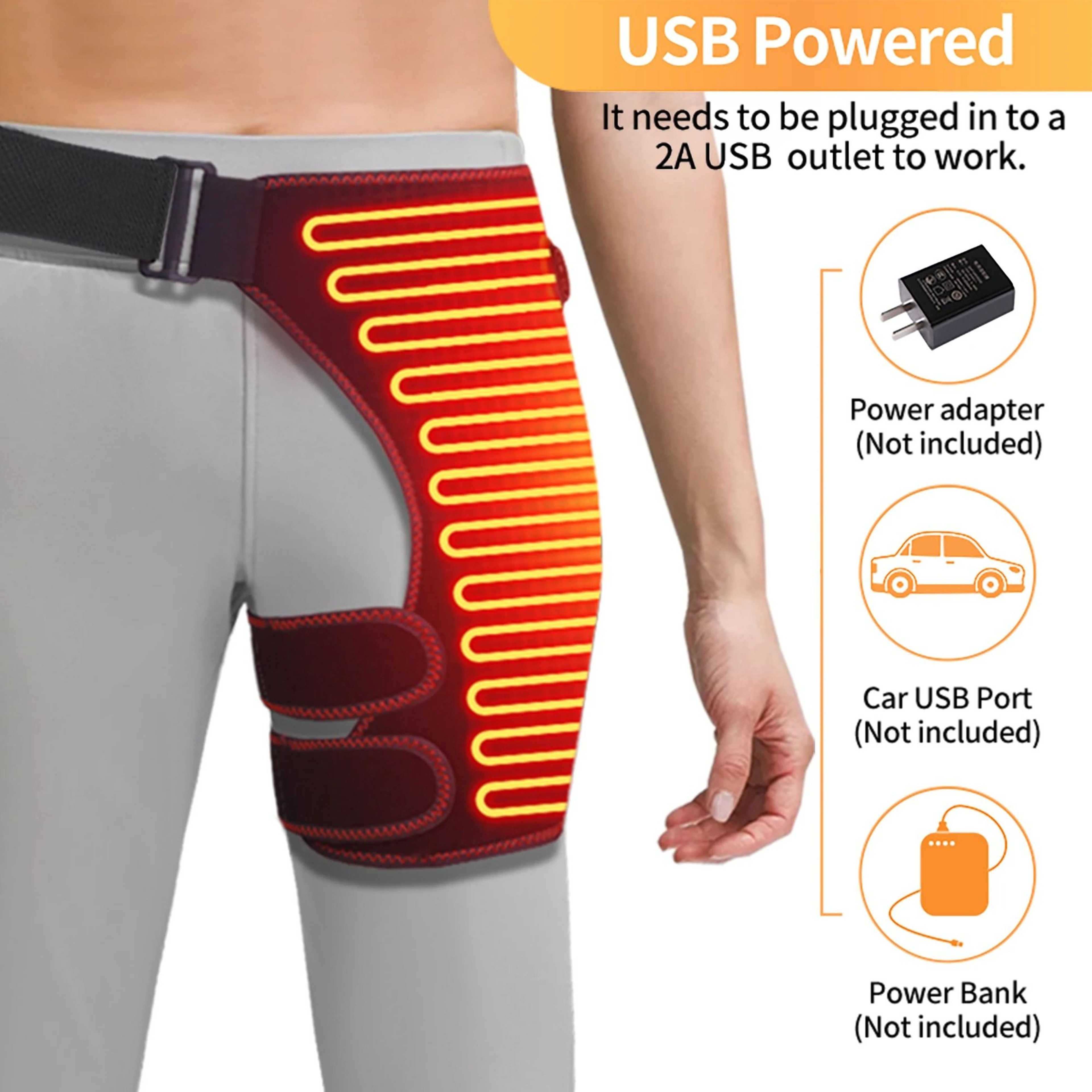 3 Level USB Heated Hip And Thigh Support Wrap 5