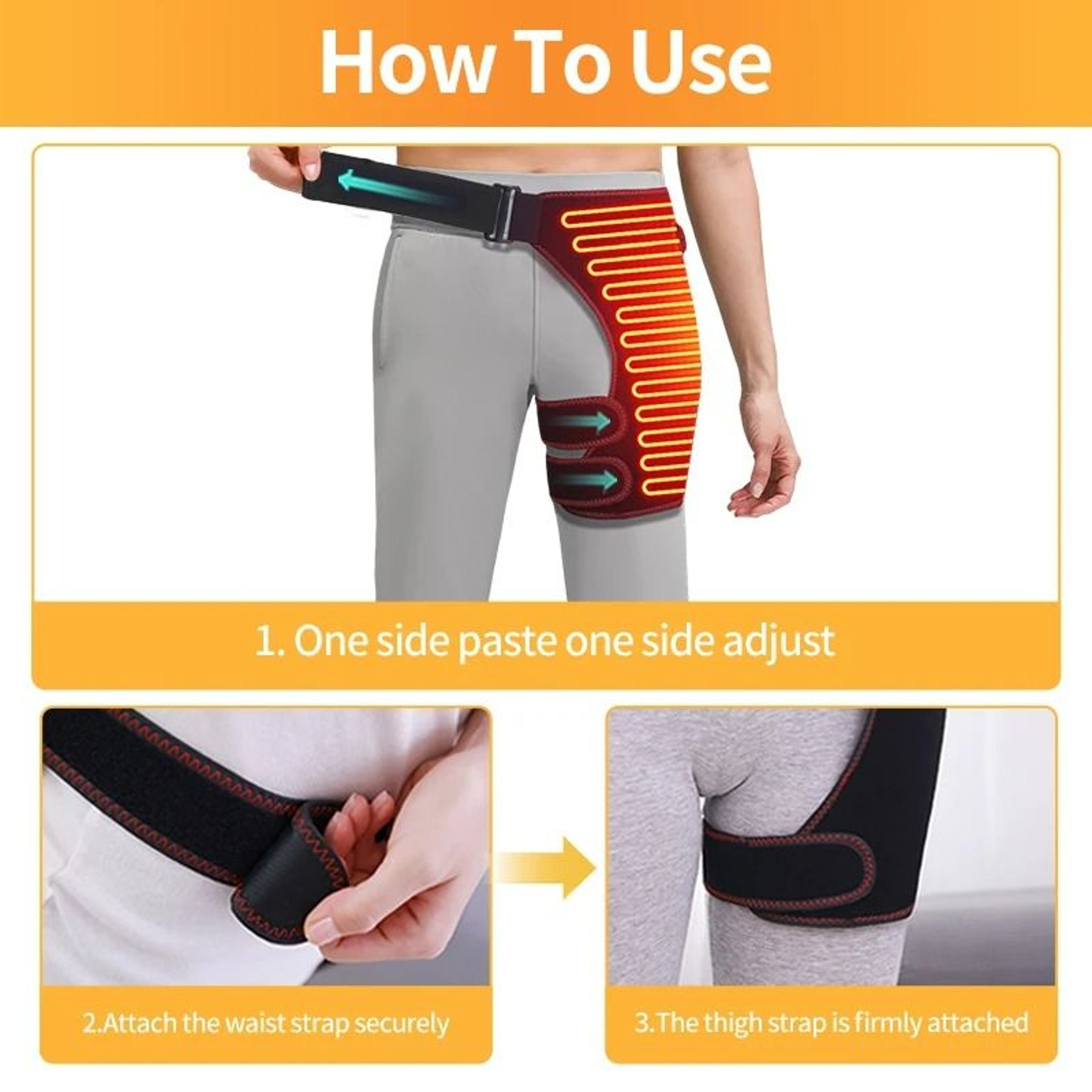 3 Level USB Heated Hip And Thigh Support Wrap 6