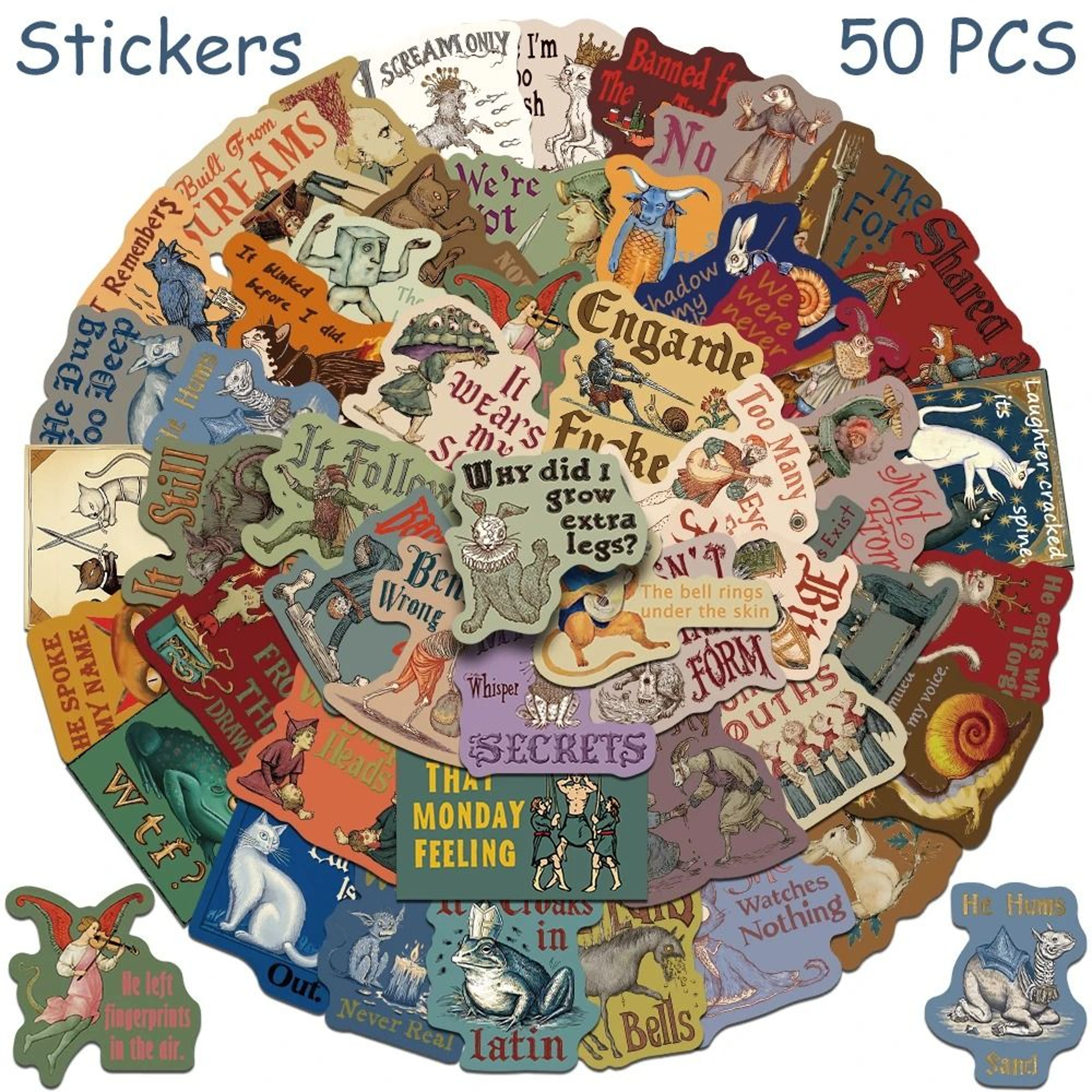 Dark Medieval Abstract Waterproof Sticker Pack 50 Piece Set 1