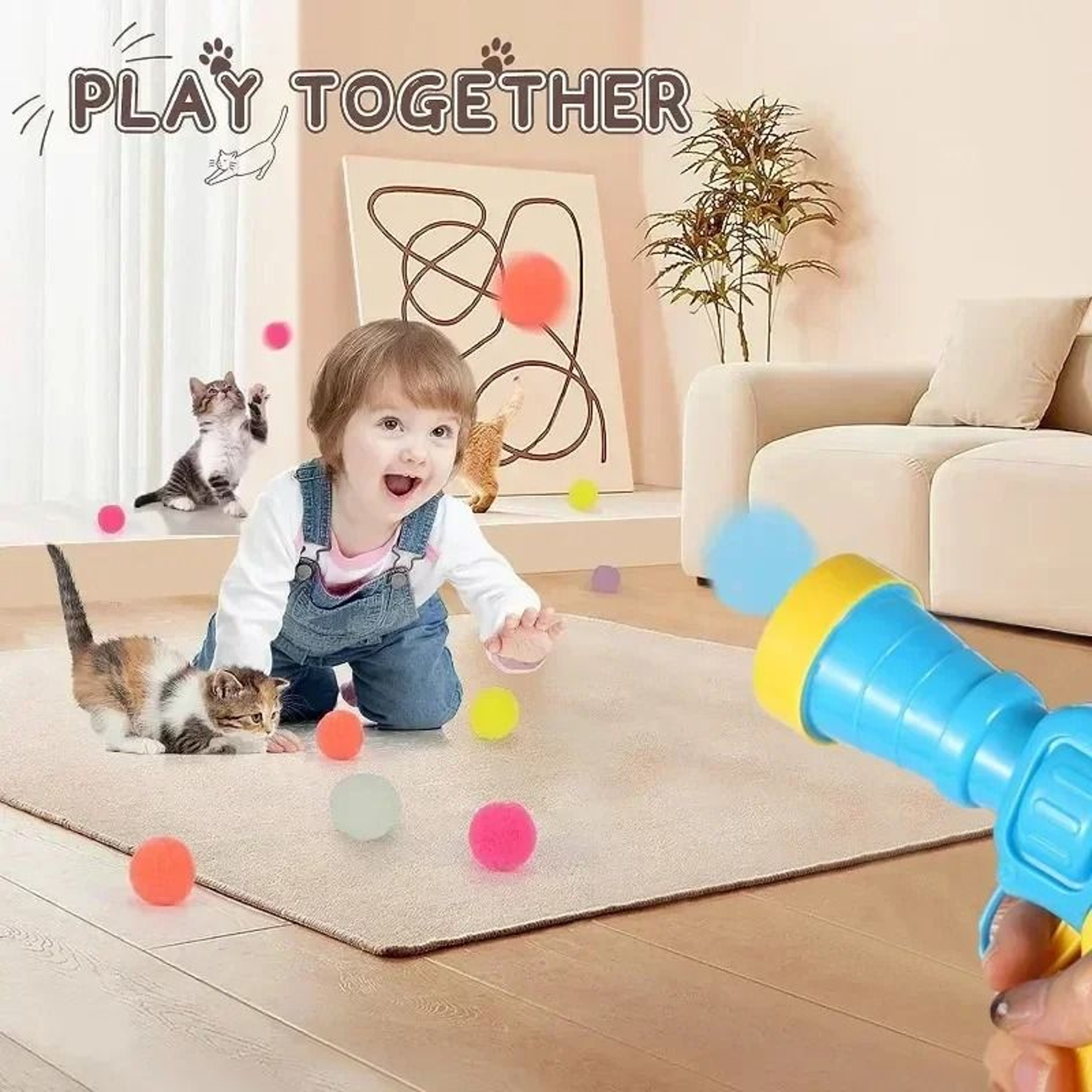 PouncePlay Interactive Cat Ball Launcher Toy For Kittens Indoor Exercise 9