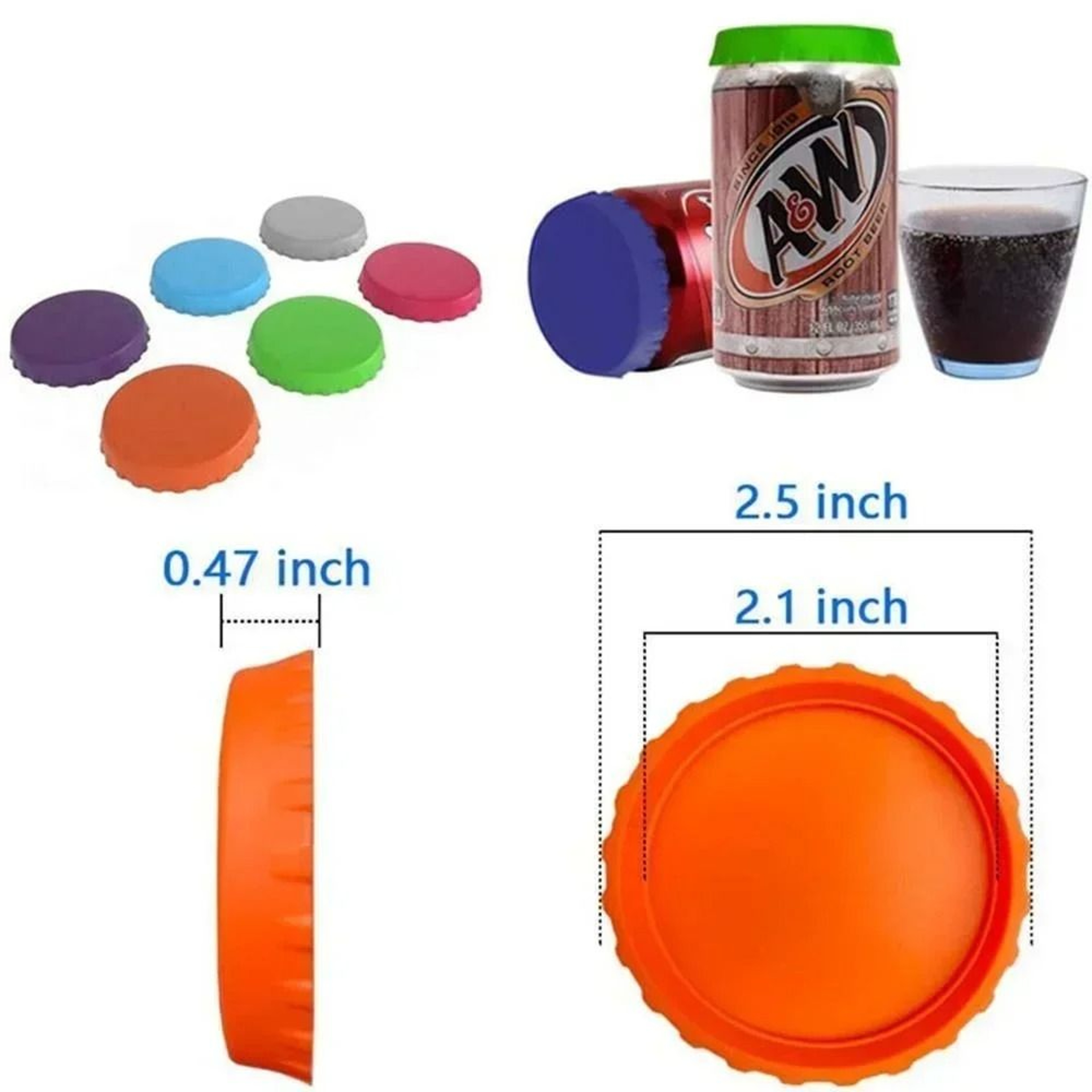 FreshSeal 1 To 6 Pcs Silicone Soda Can Lid Covers 9
