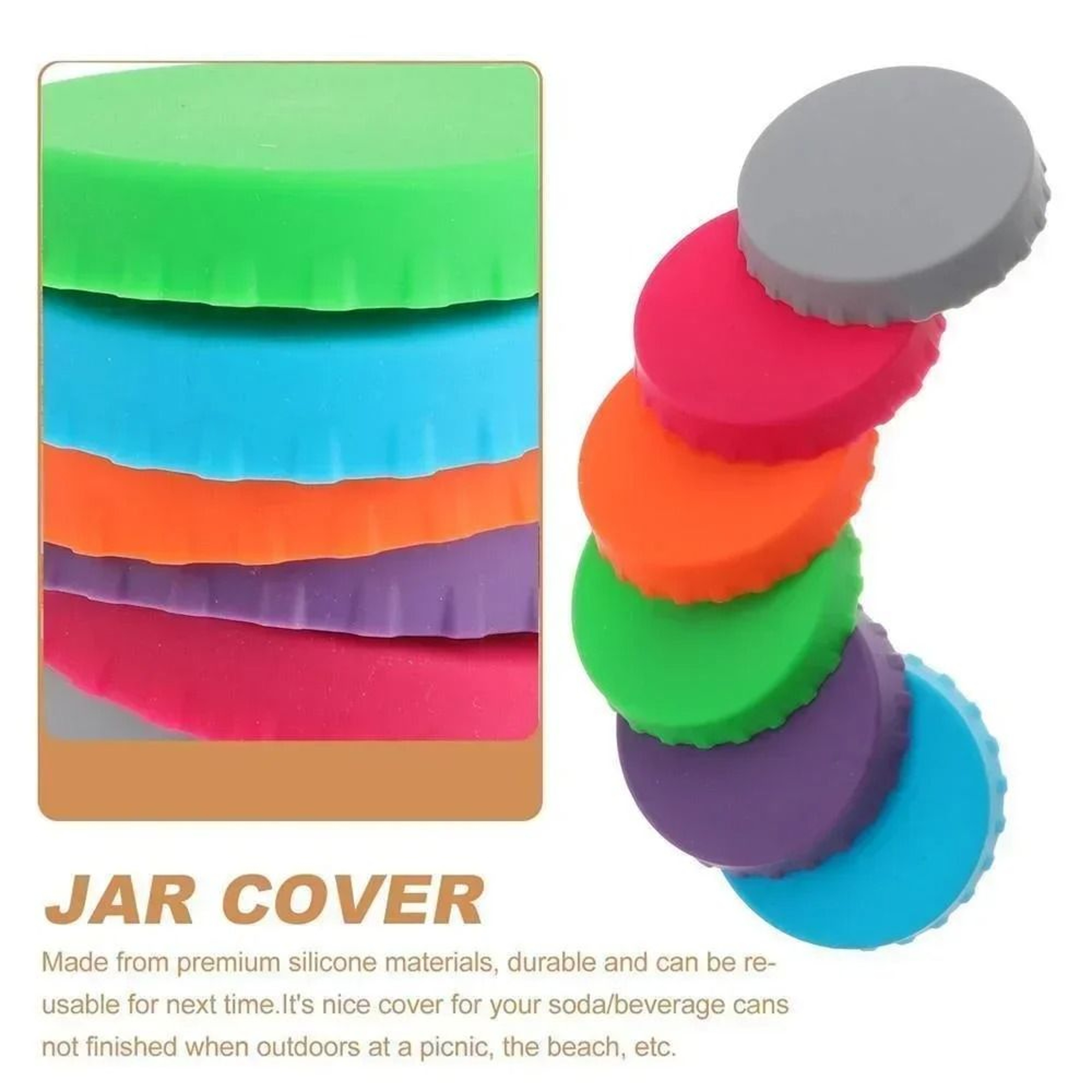 FreshSeal 1 To 6 Pcs Silicone Soda Can Lid Covers 8