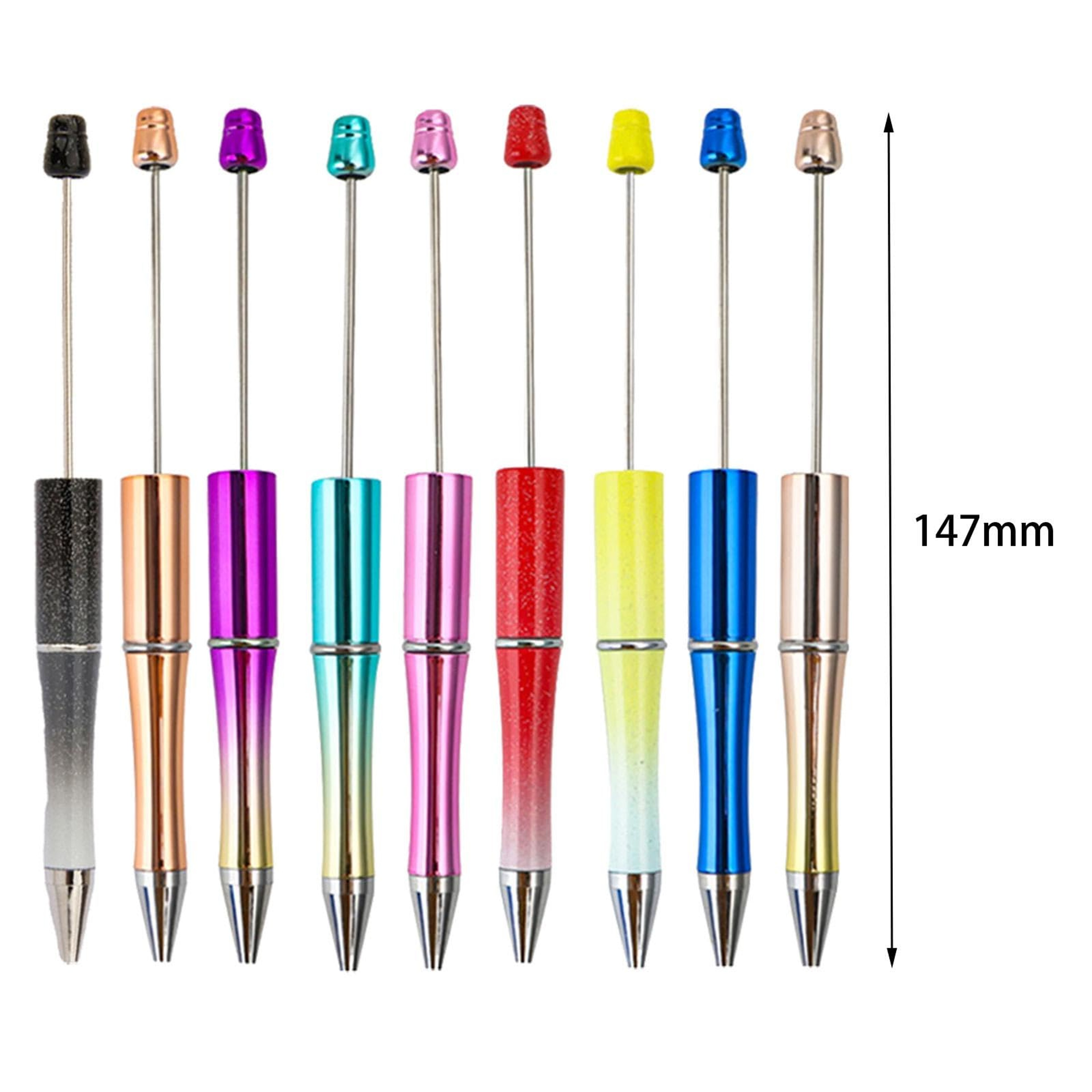 10pcs Colorful Wooden Bead Ballpoint Pen Set For DIY Crafts 8