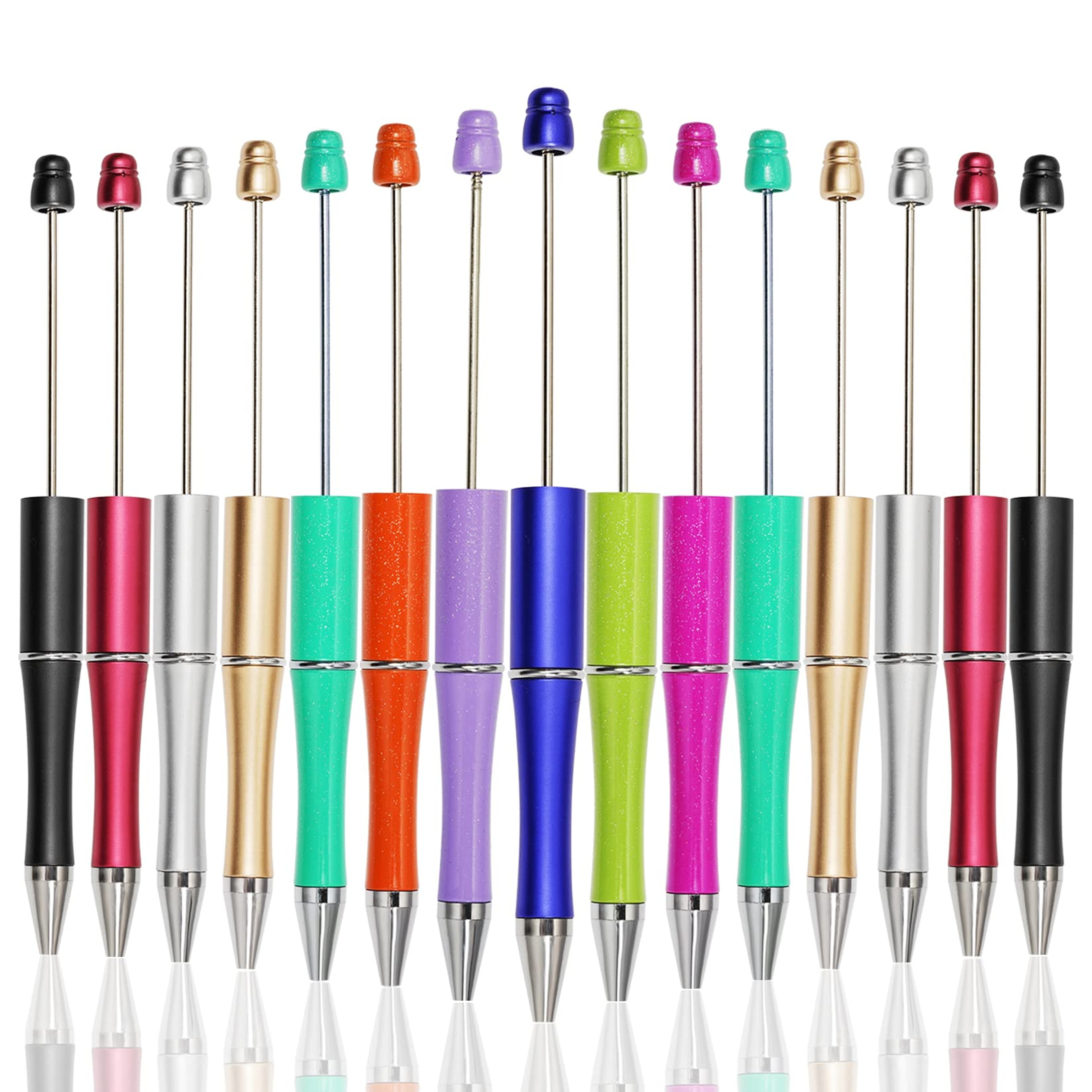 10pcs Colorful Wooden Bead Ballpoint Pen Set For DIY Crafts 0