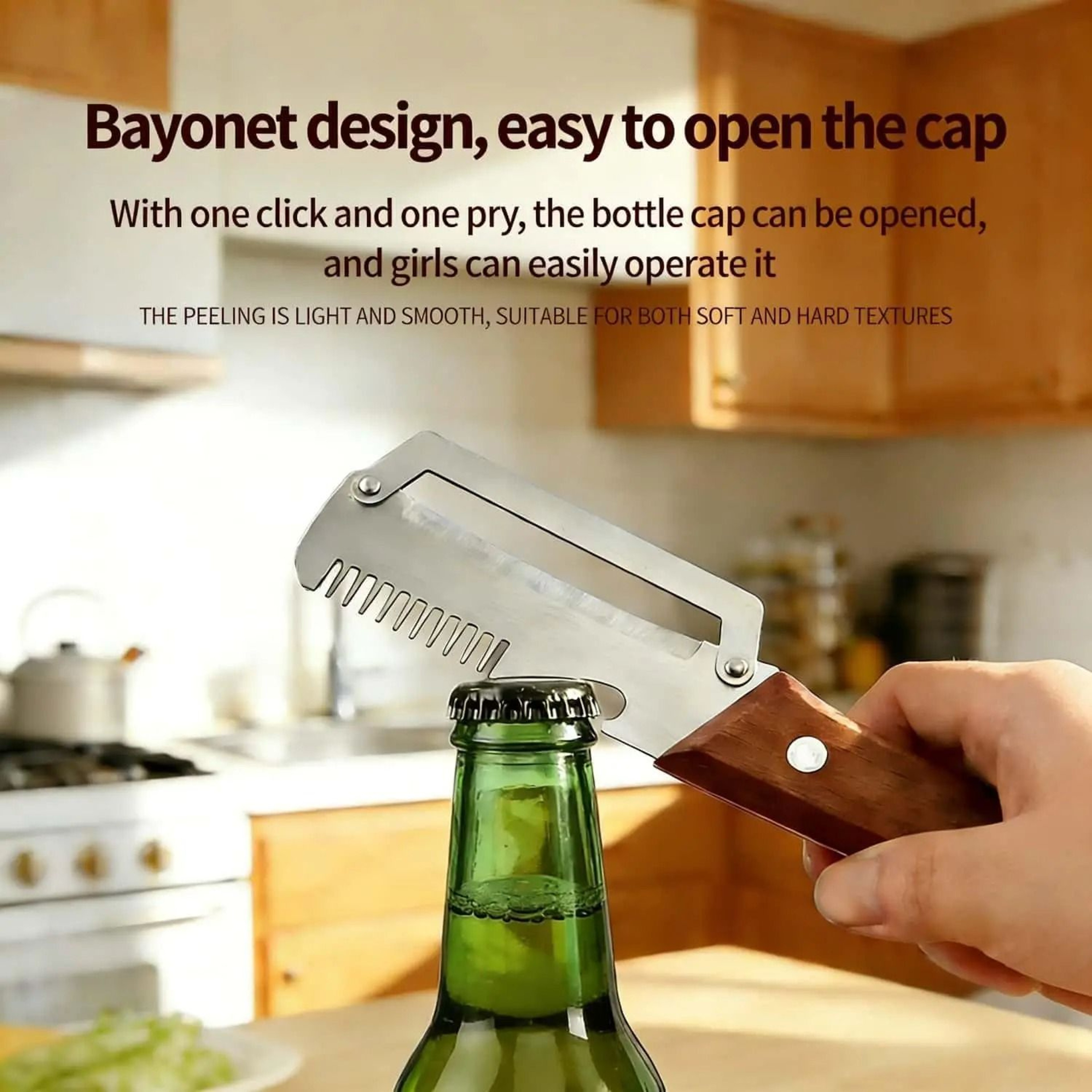 3 In 1 Wooden Handle Vegetable Peeler And Grater 3