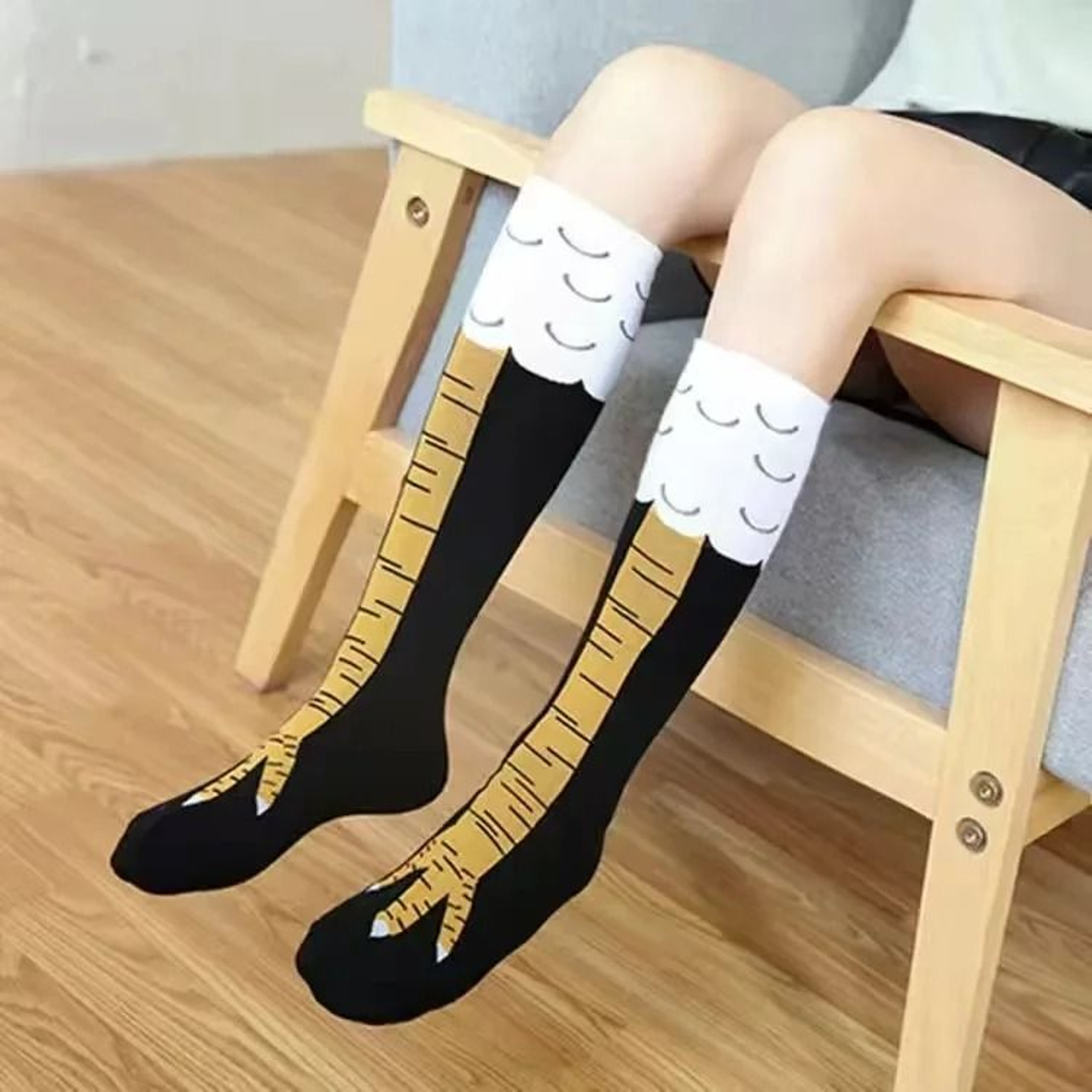 Funny Chicken Leg Over Knee Novelty Socks 5