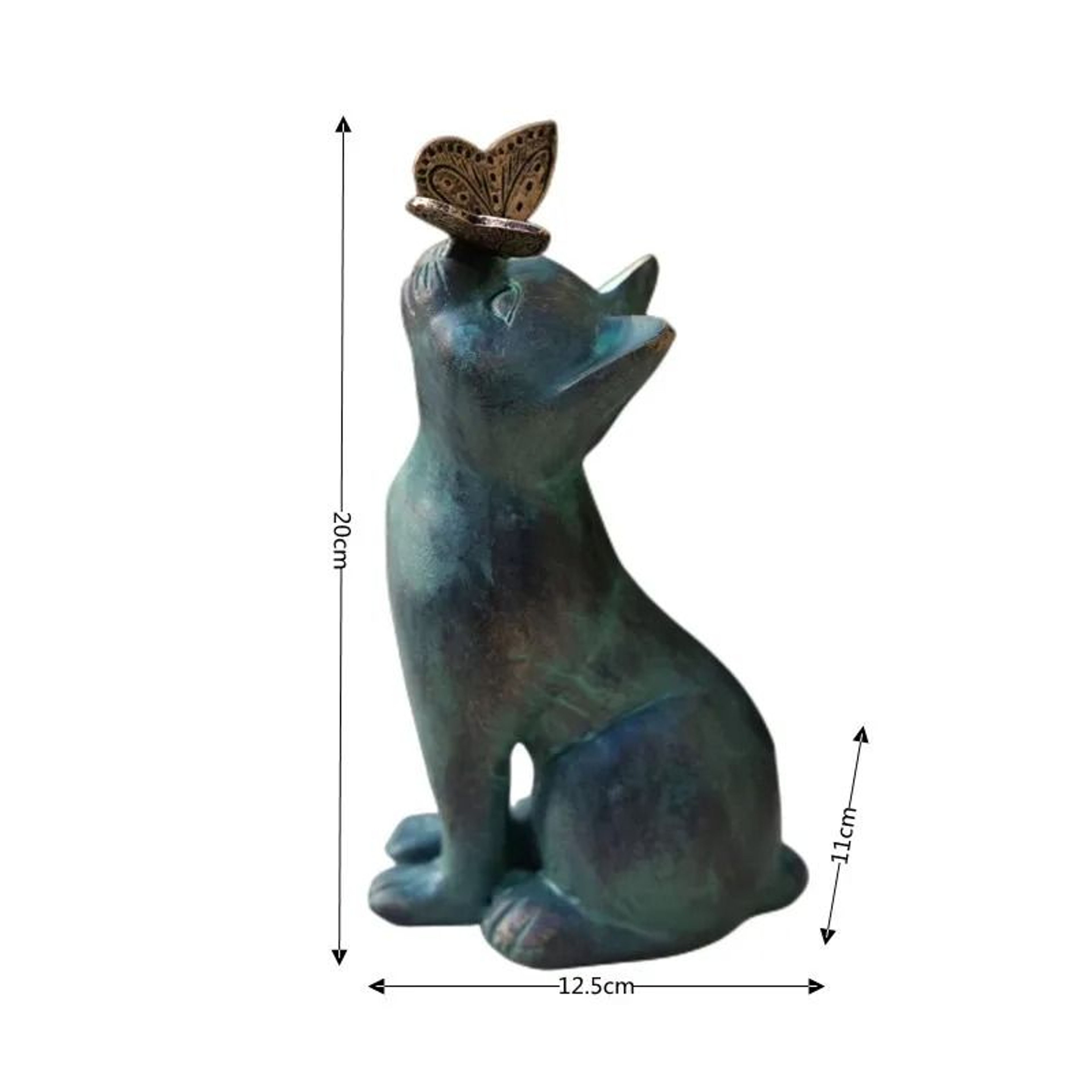 Whimsical Cat And Butterfly Garden Statue 2