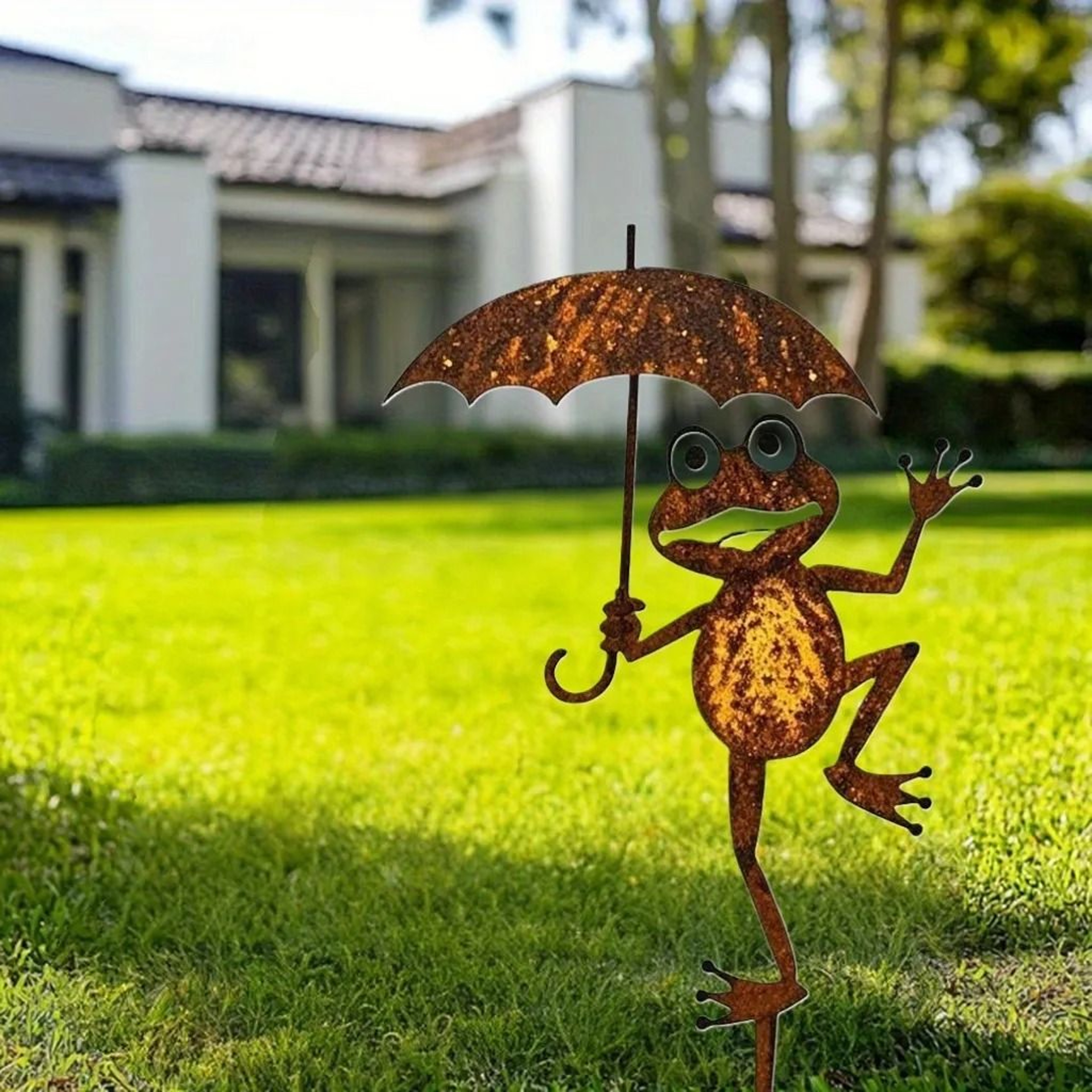 Rustic Iron Frog Garden Stake For Vintage Outdoor Yard And Lawn Decor 7