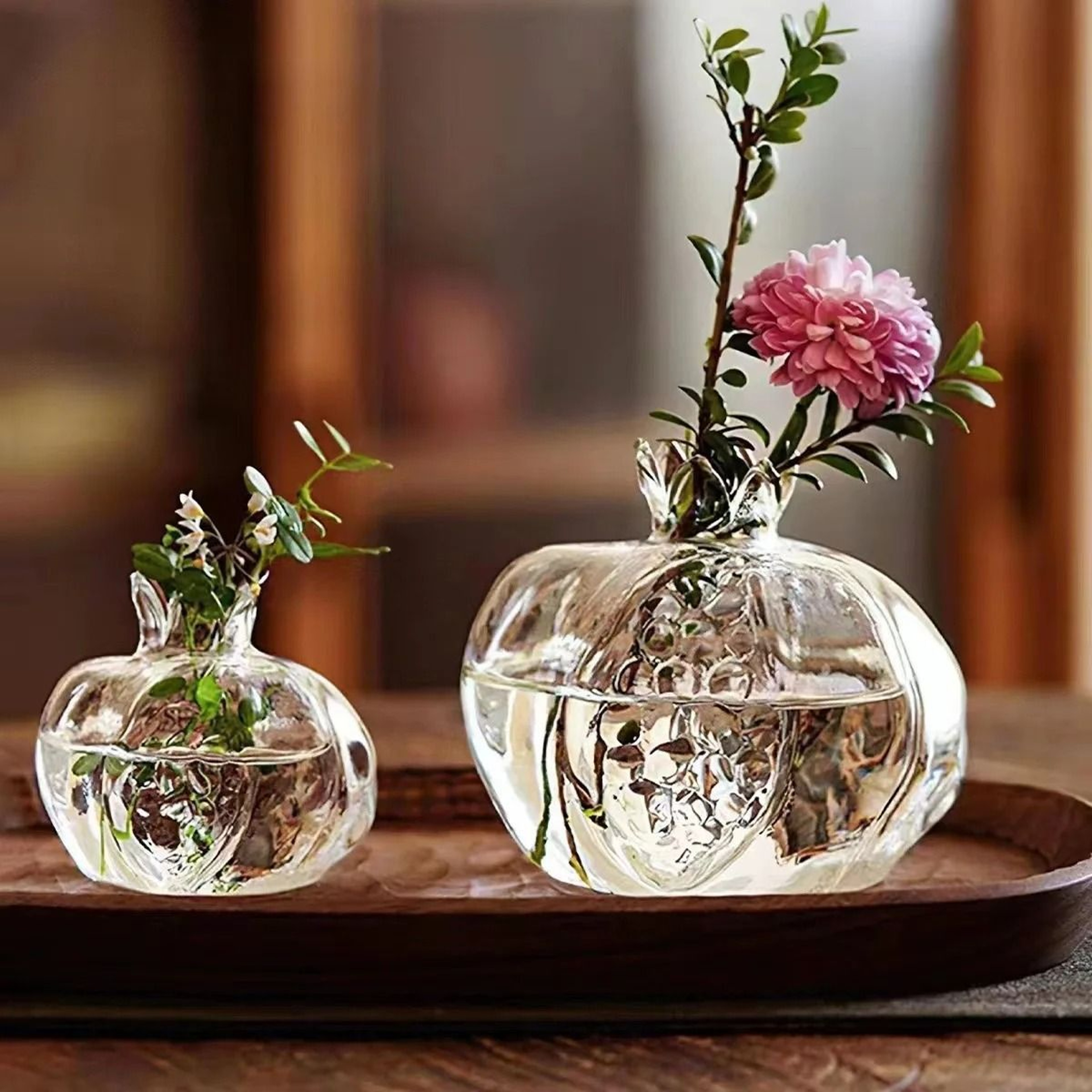 Creative Pomegranate Glass Hydroponic Vase For Flowers Plants Desktop Home Art Decor 4