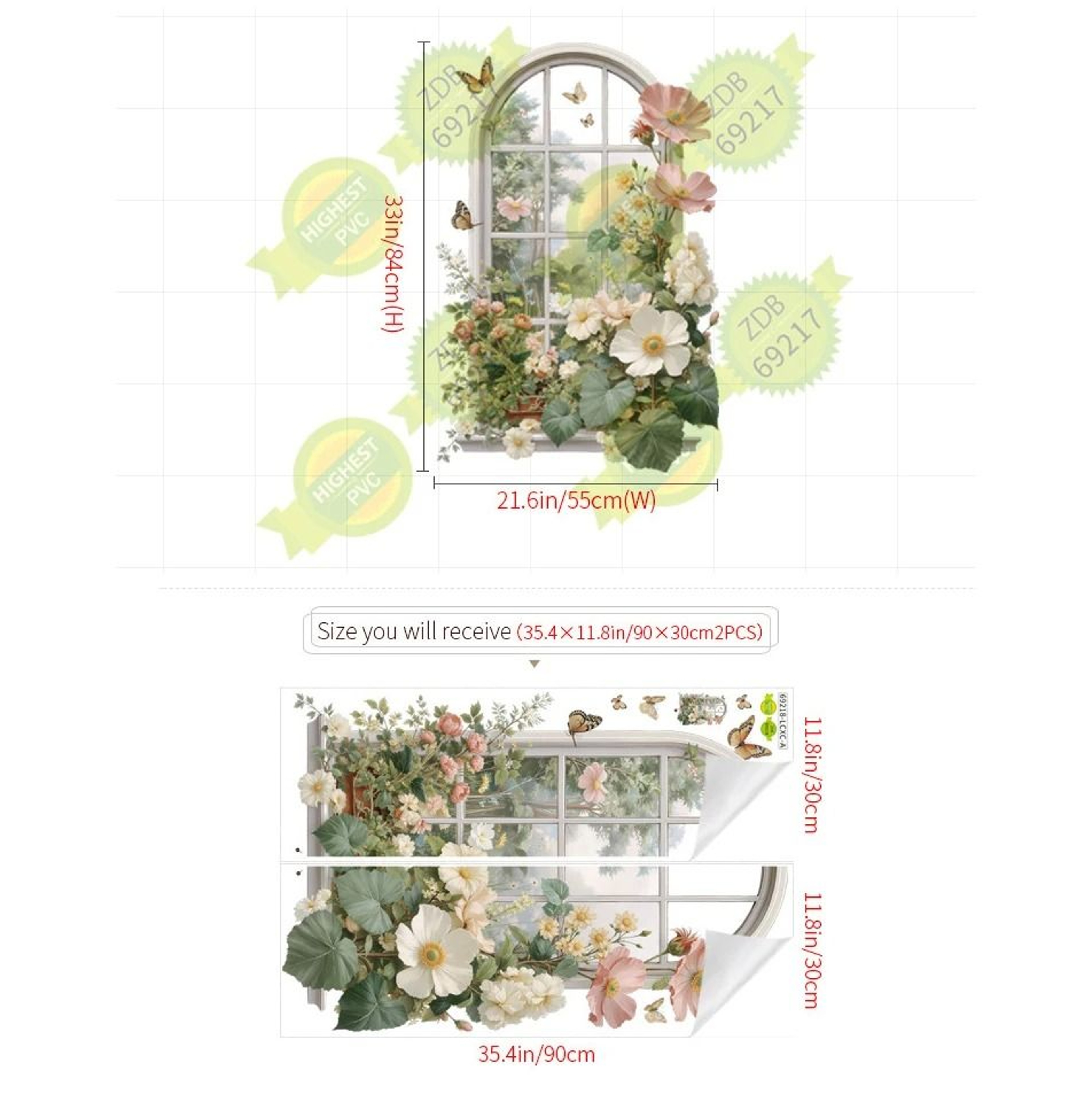Realistic Flower Fake Window Removable Wall Decal 2